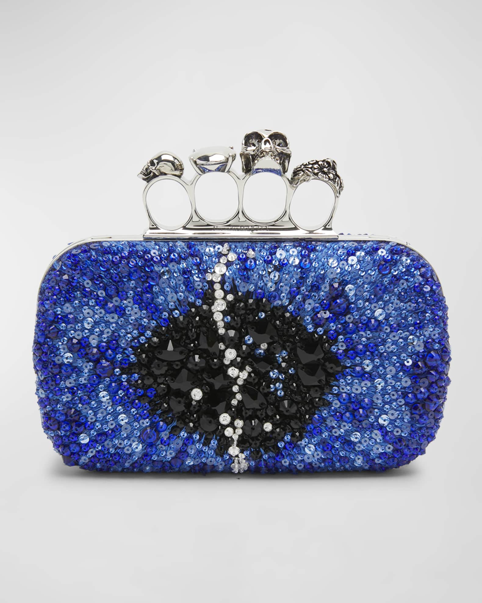 Alexander McQueen Iris Skull Sequins Clutch Bag Neiman Marcus
