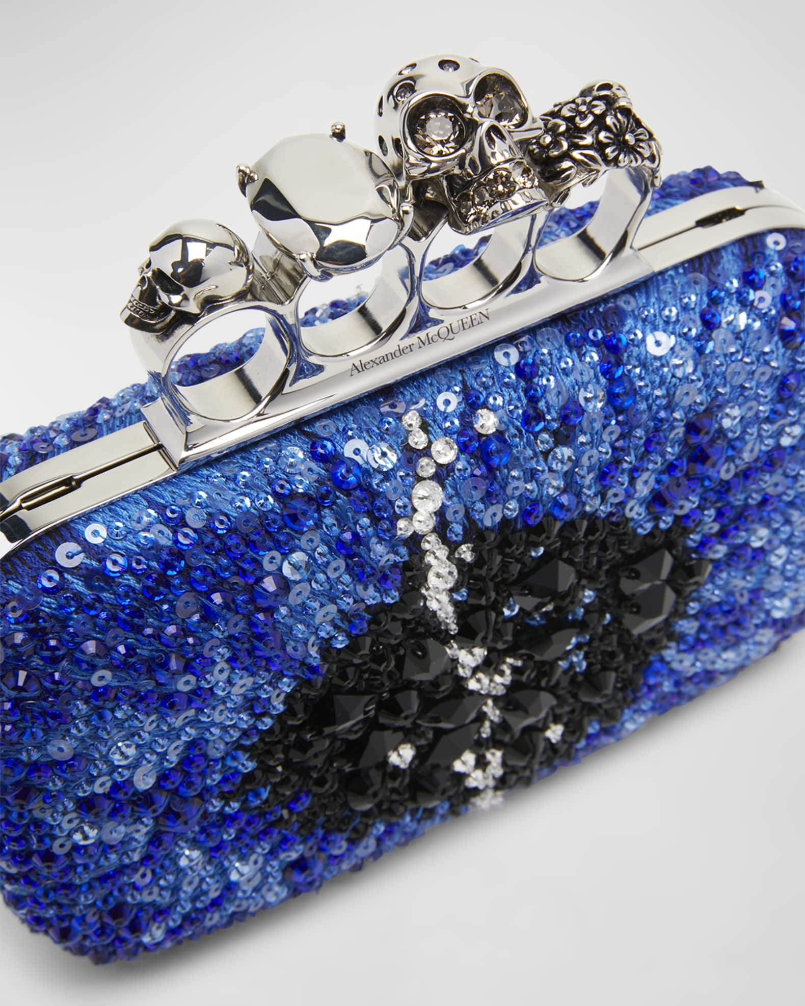 Alexander McQueen Iris Skull Sequins Clutch Bag Neiman Marcus