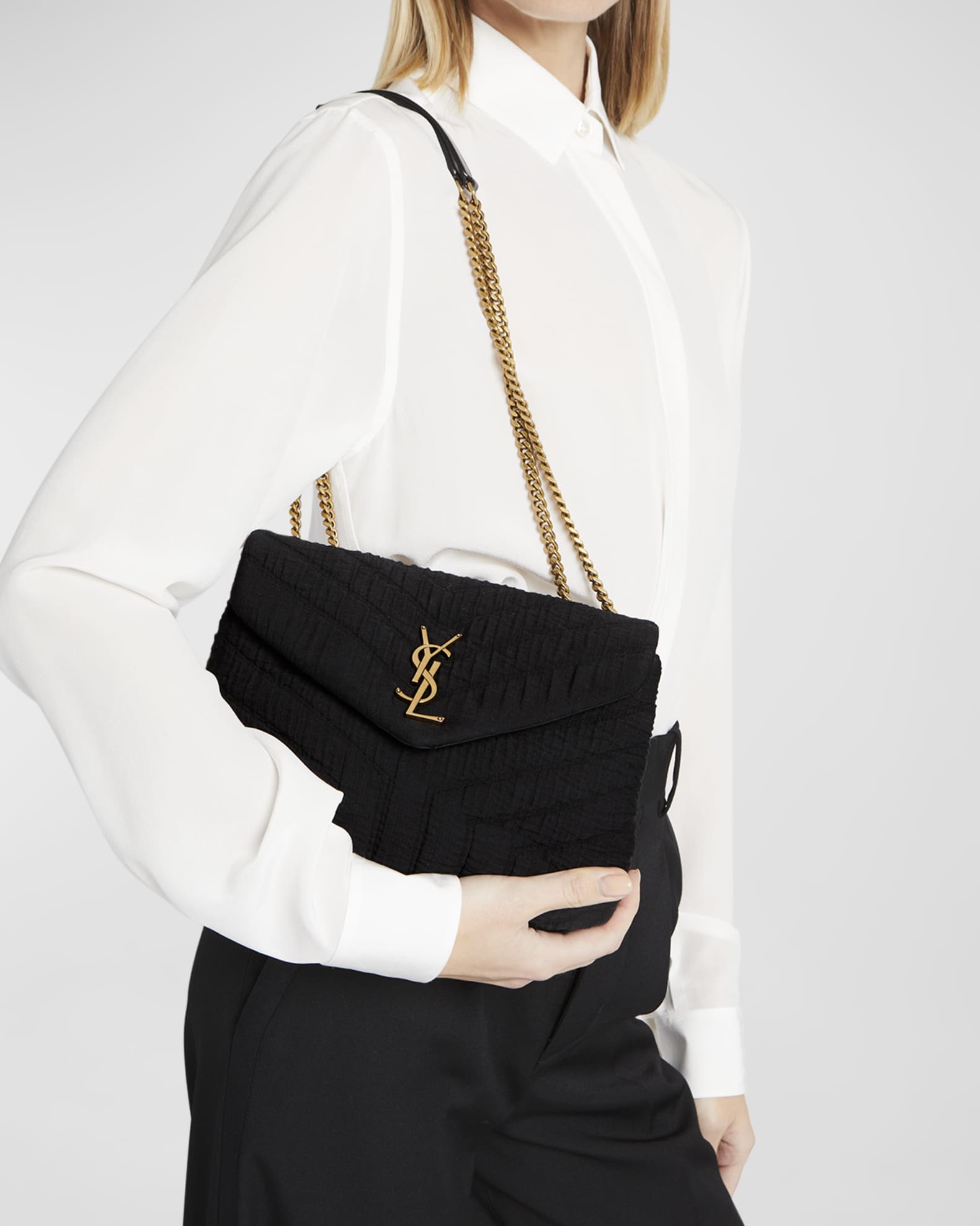 Saint Laurent Loulou Small YSL Shoulder Bag in Quilted Fabric Neiman Marcus