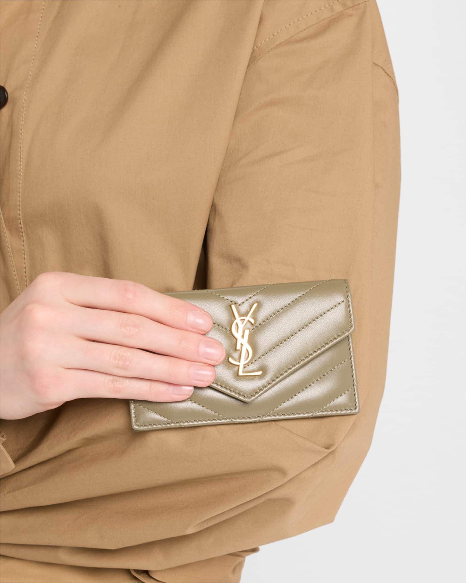 Saint Laurent Cassandre YSL Quilted Leather Fragments Card Holder