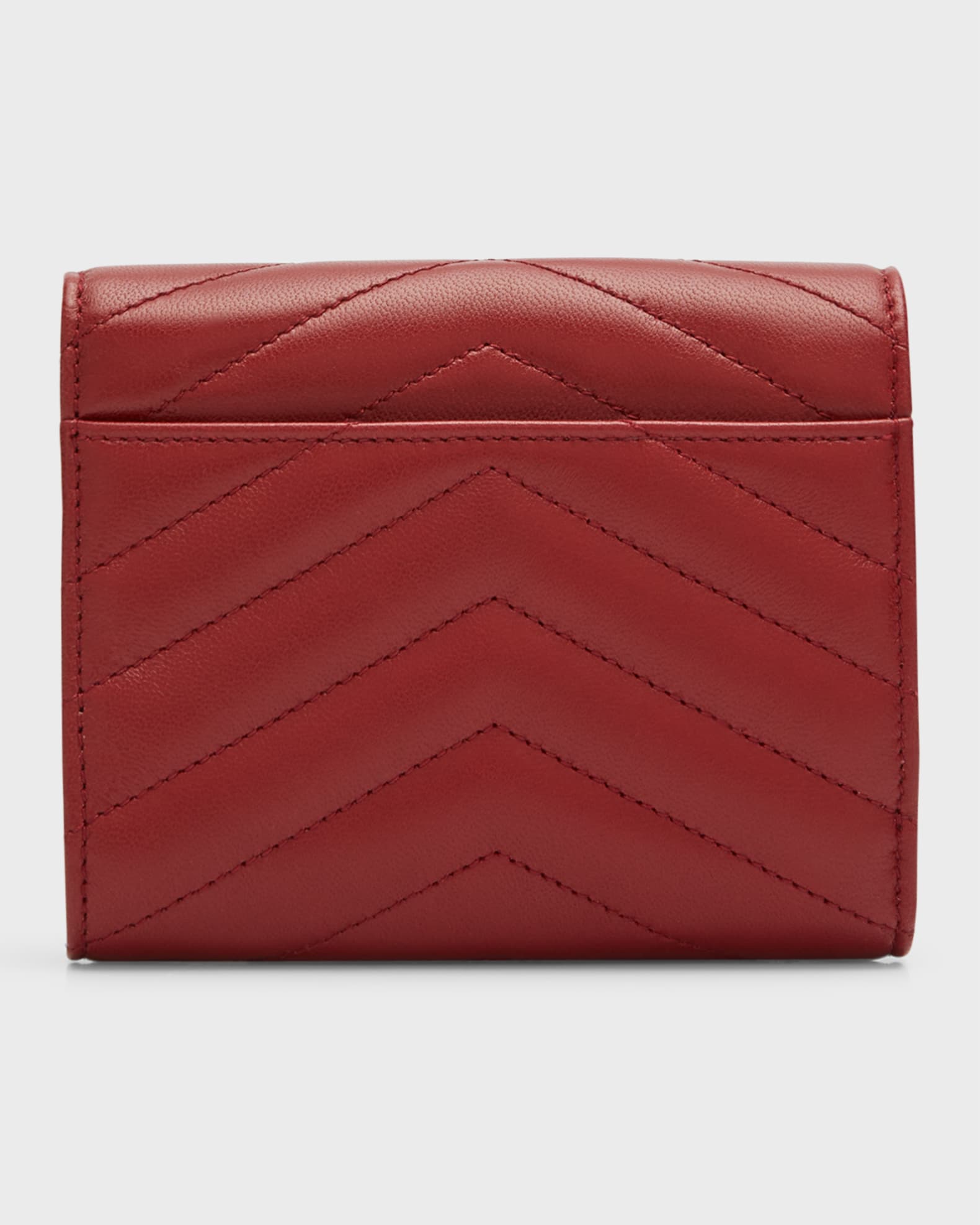Saint Laurent YSL Quilted Nappa Leather Compact Tri-Fold Wallet
