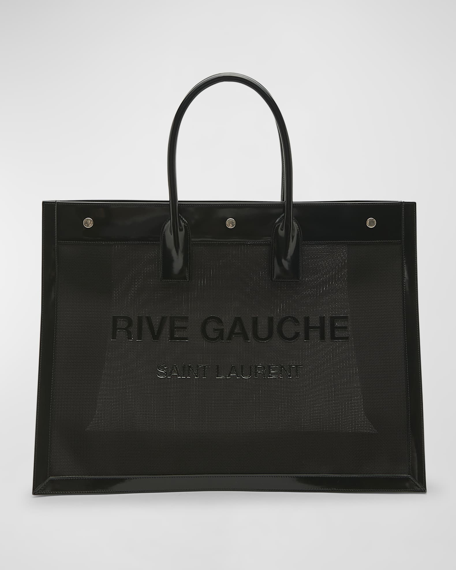 Saint Laurent Rive Gauche YSL Chevron-Knit Mesh Tote Bag | Neiman