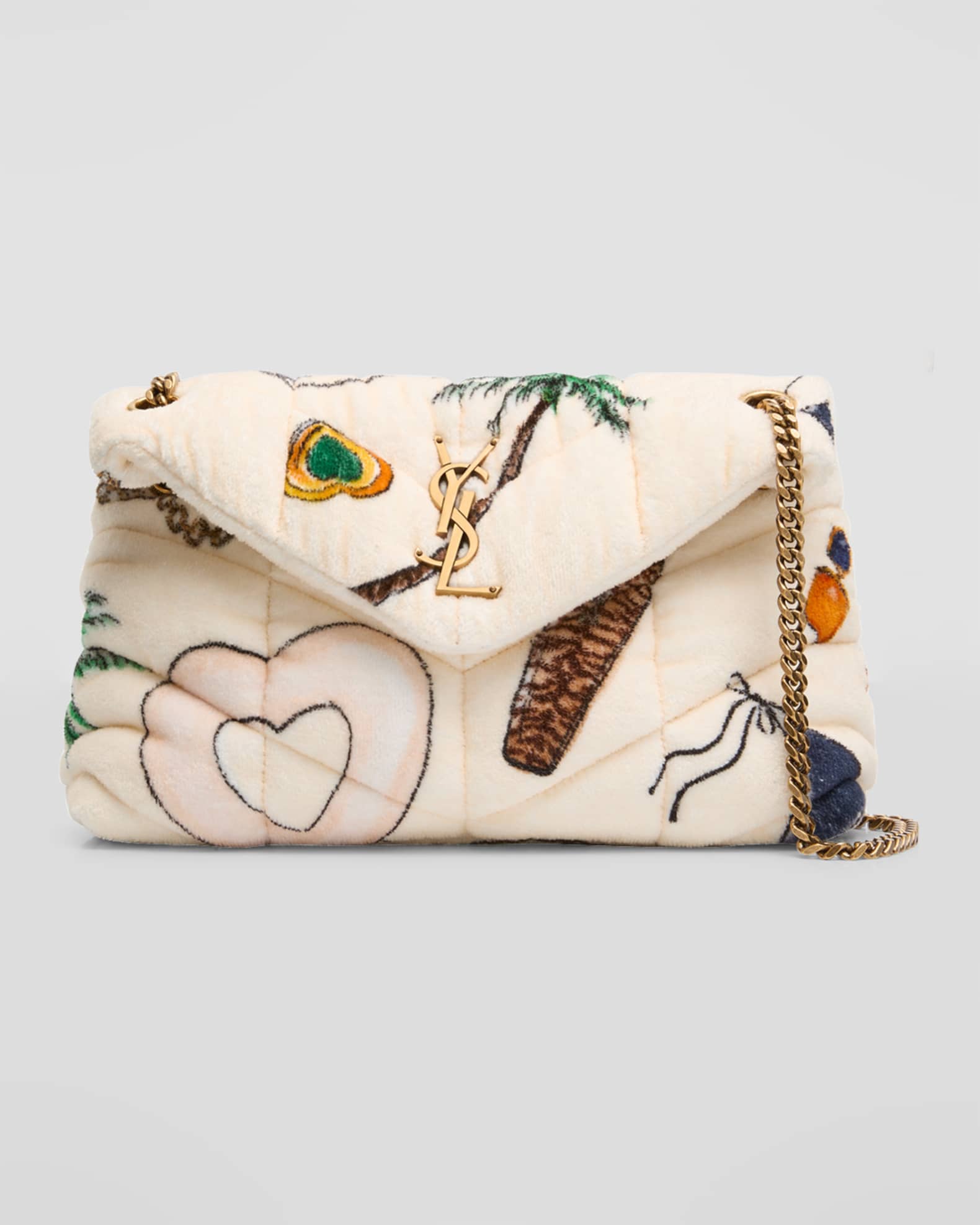 Saint Laurent Lou Puffer Small YSL Shoulder Bag in Quilted Terry Cloth