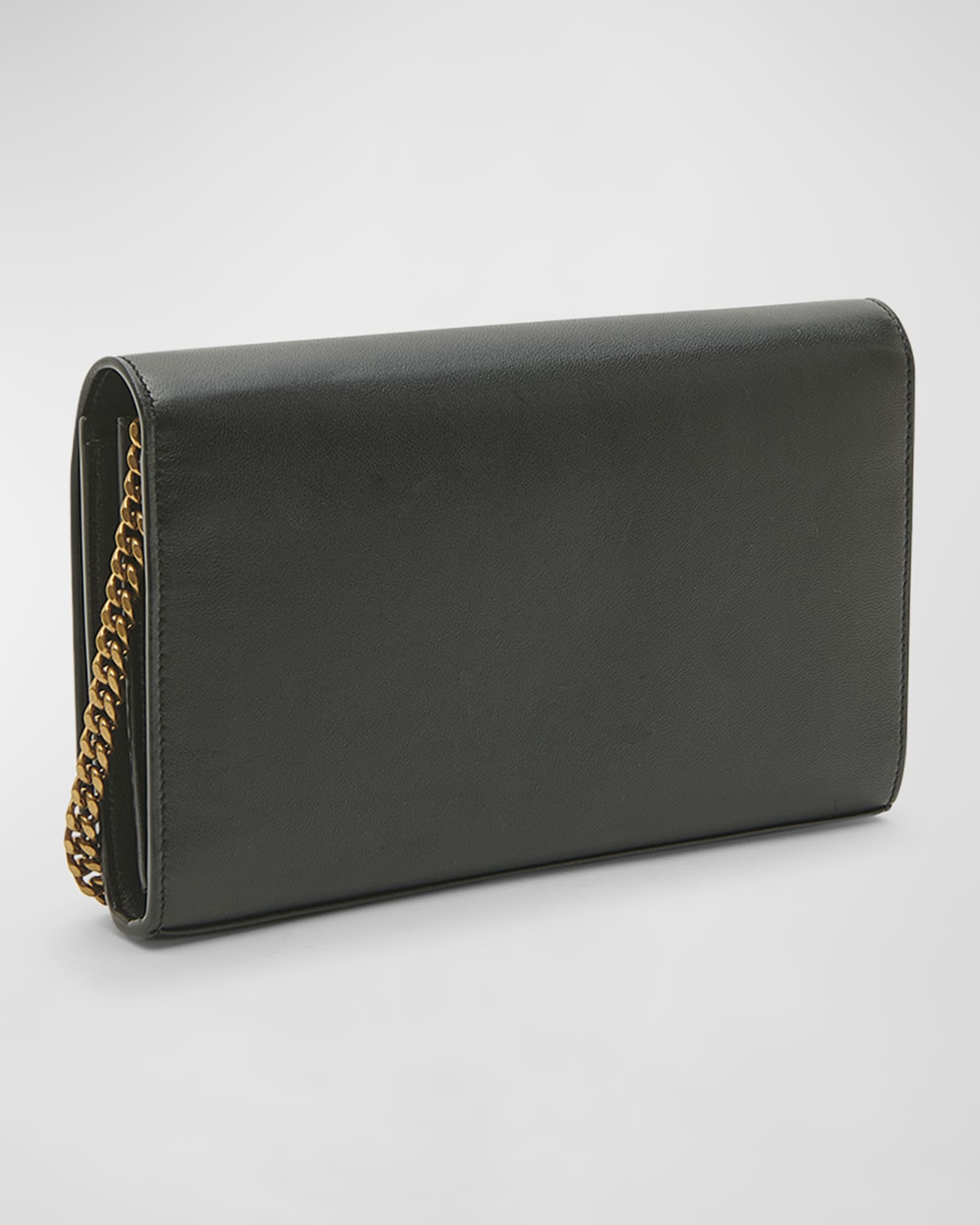 Saint Laurent Ysl Napa Leather Wallet on Chain Black