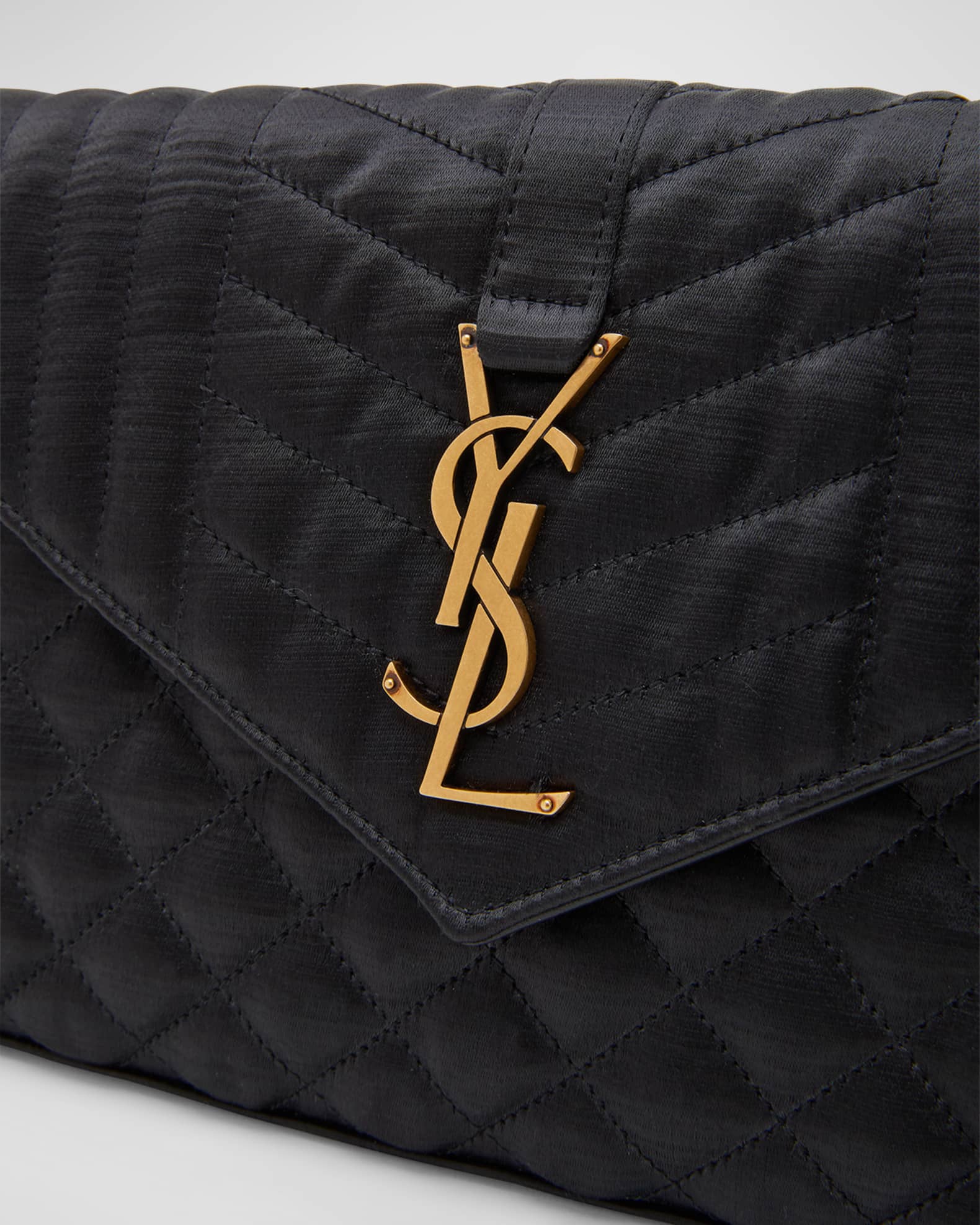 Saint Laurent Tricolor YSL Monogram Nappa Leather Wallet On Chain