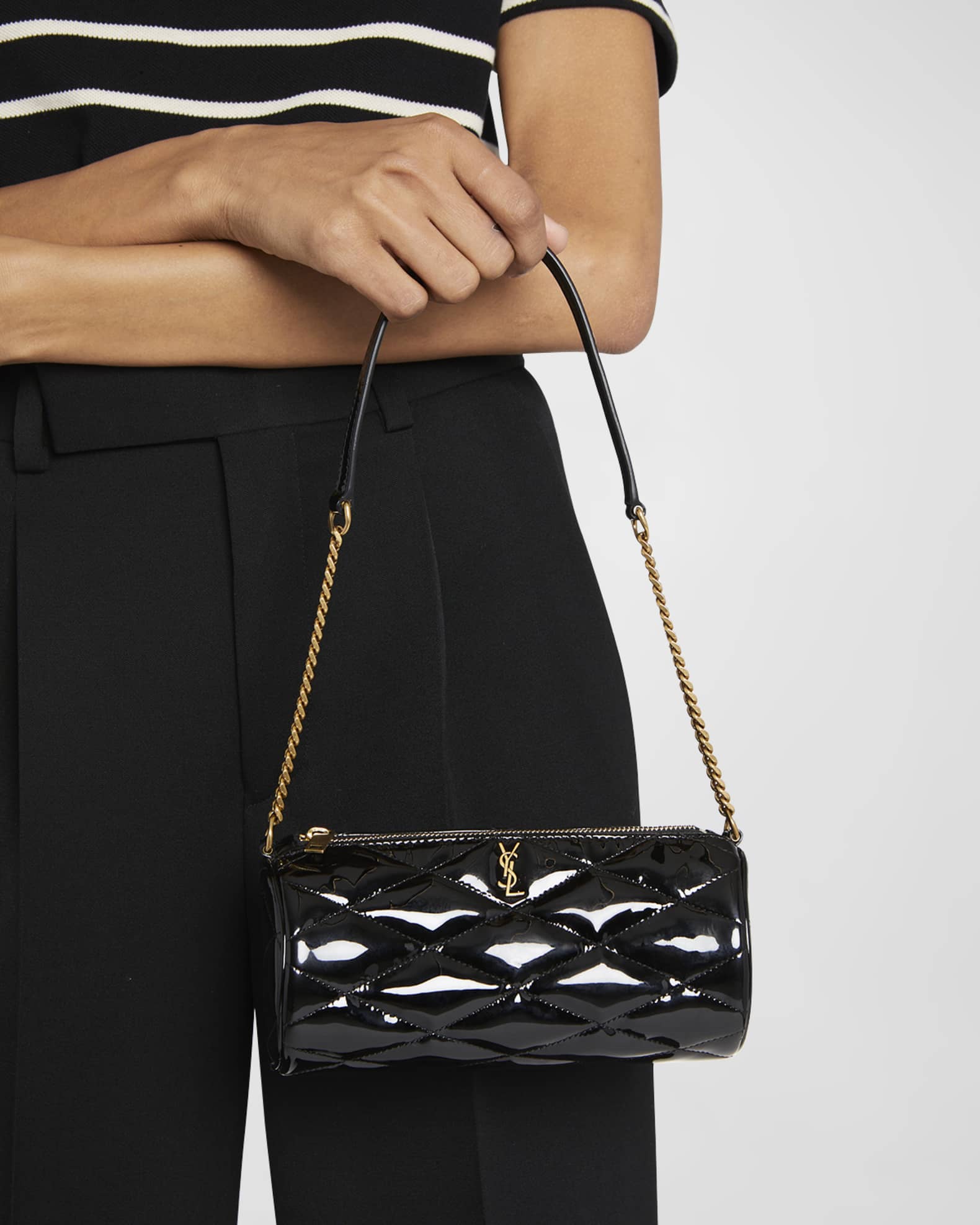 Saint Laurent Sade Mini YSL Tube Patent Shoulder Bag