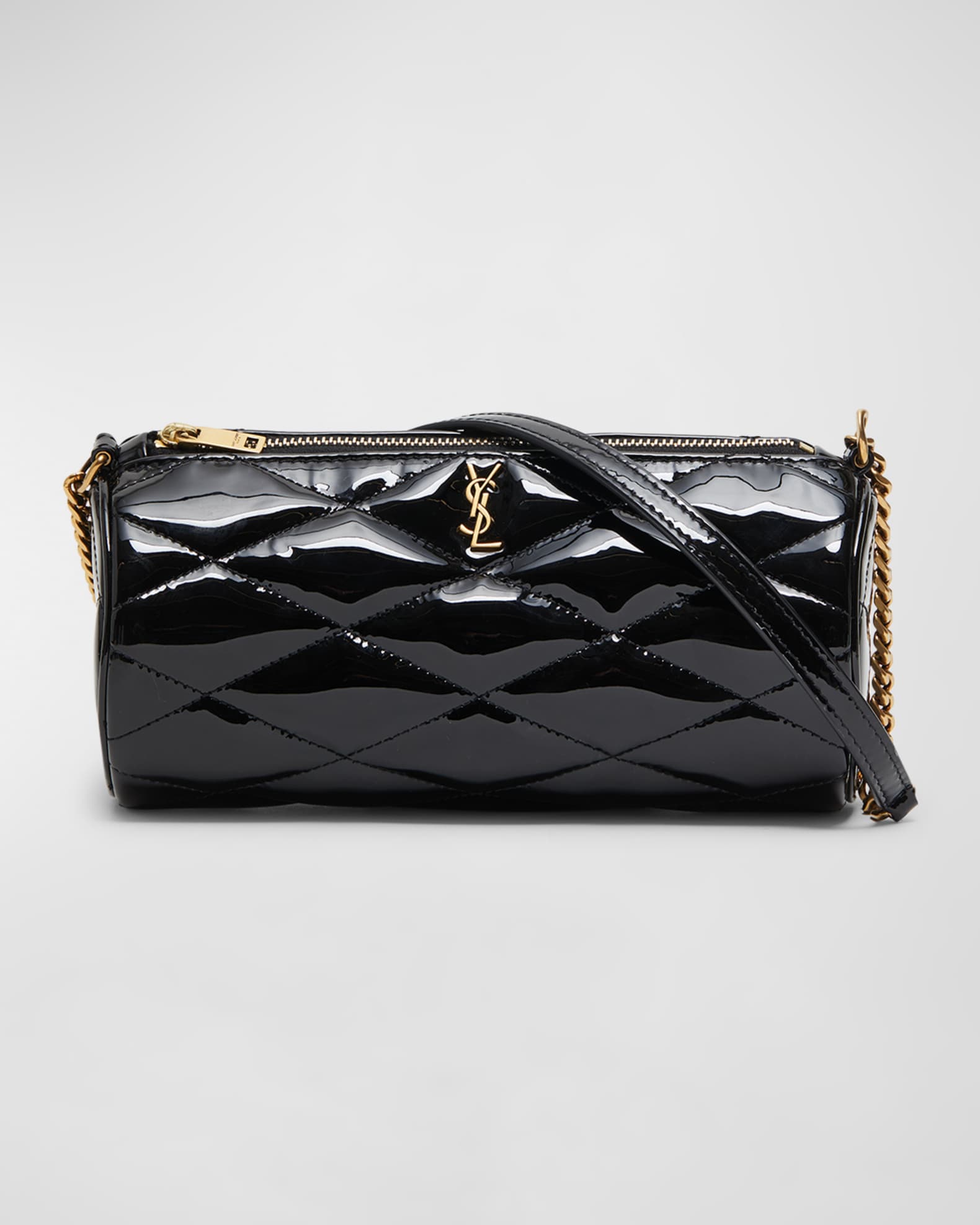 Saint Laurent - Sade Black Quilted Patent Leather Tube Bag