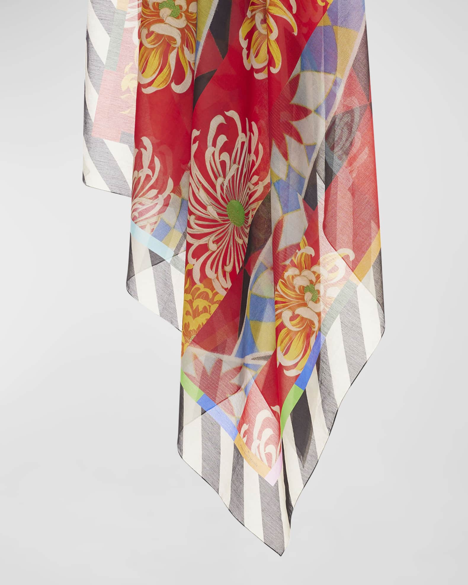 Pierre-Louis Mascia floral-motif Silk Scarf - Neutrals