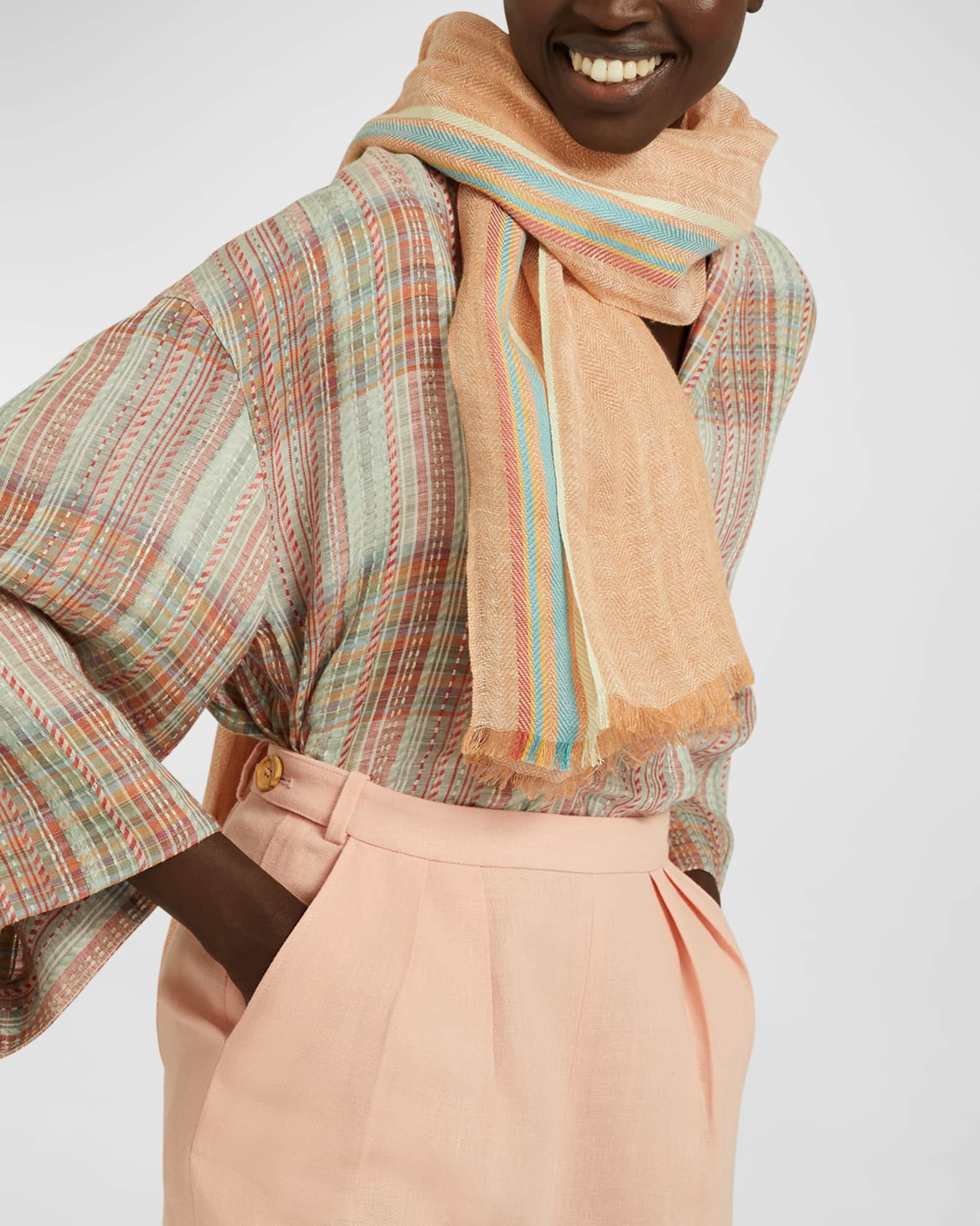 Striped Linen-Silk Stole  1
