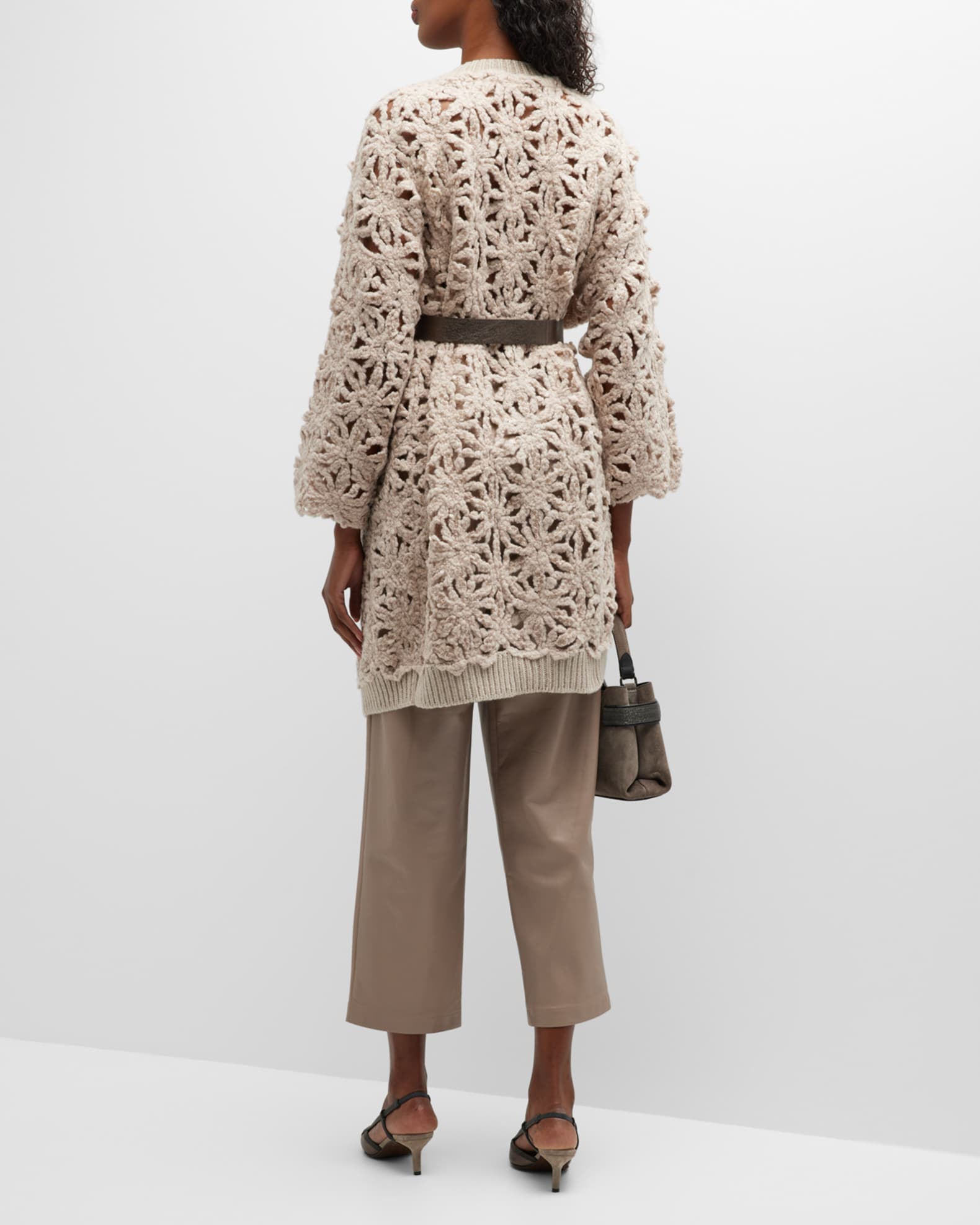 PLUS FRONT HOOK AND EYE CROCHET KNIT CARDIGAN main image 0