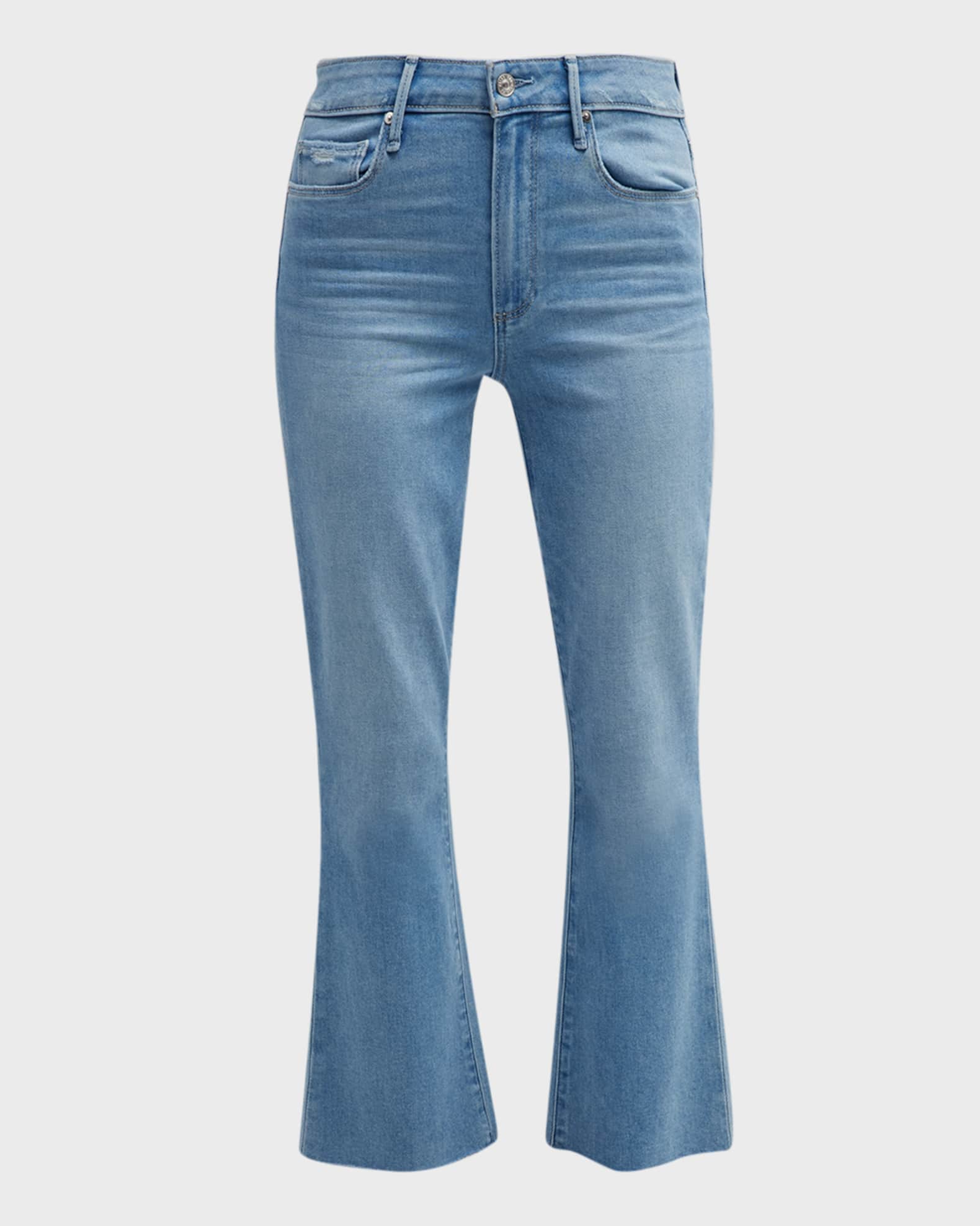 PAIGE Colette Flared Crop Raw Hem Jeans Neiman Marcus