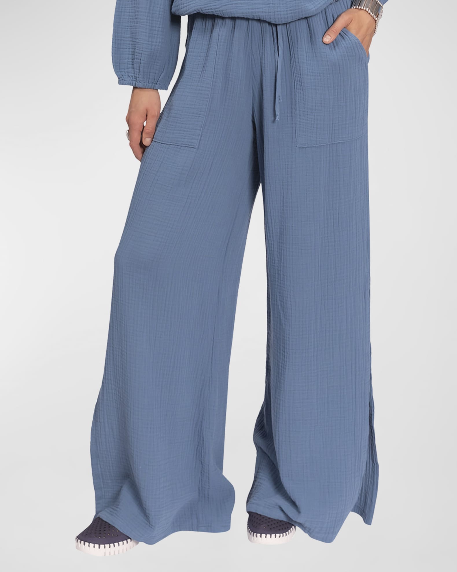 Women's Solid Modal Wide Leg Tulip Pants Omen's Split Elastic Waist Wide  Leg Tie Front Wrap Long Pants(free Shipping)