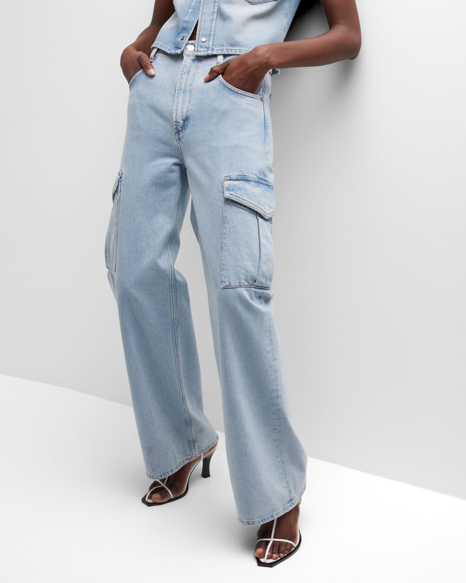 AGOLDE Minka Relaxed Flare Cargo Jeans Neiman Marcus