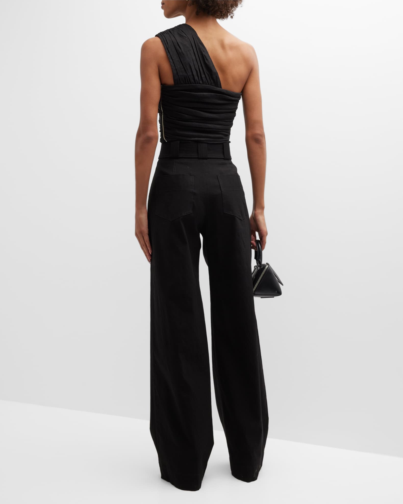 A.L.C. Apollo Gathered One-Shoulder Crop Top | Neiman Marcus