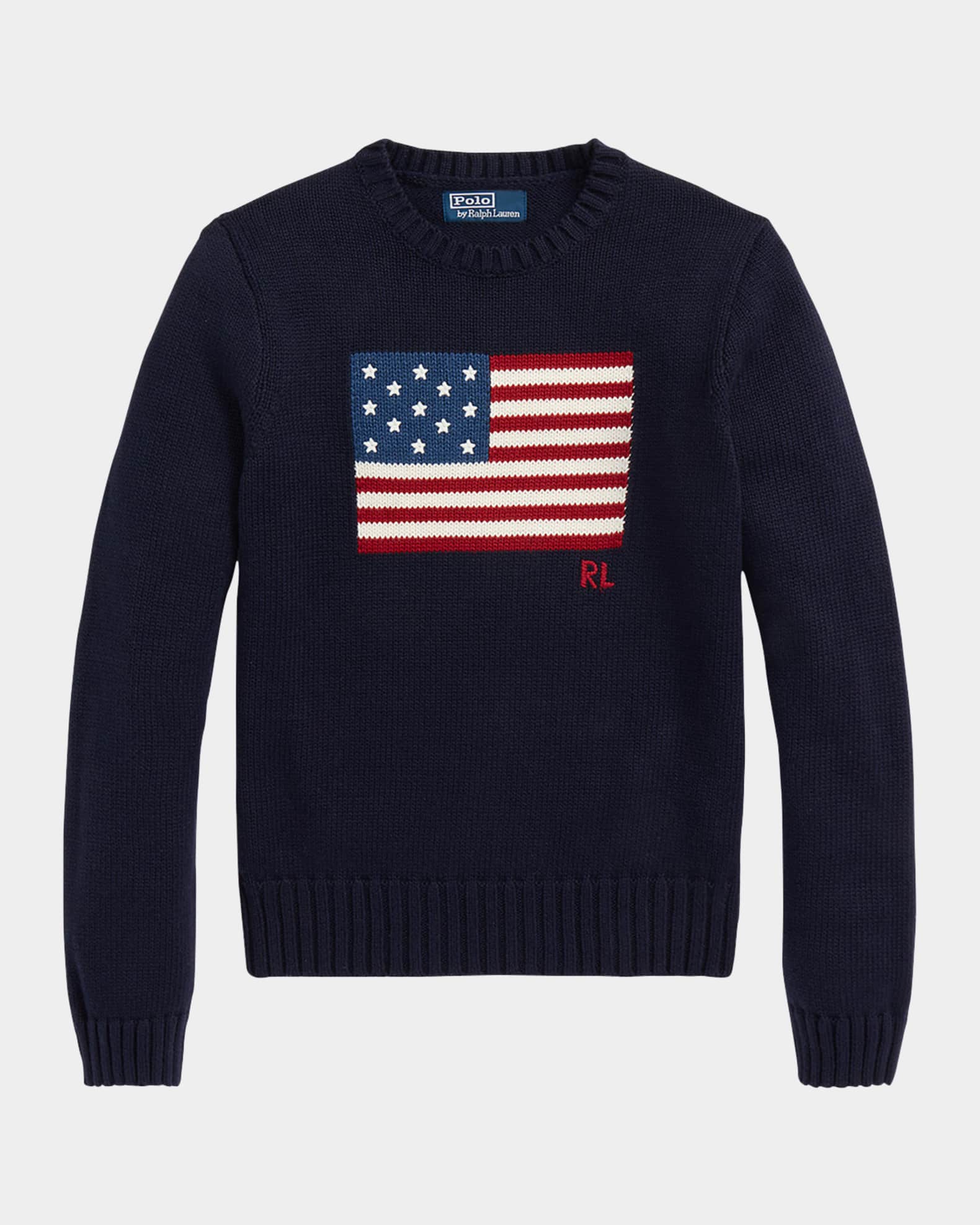 Polo Ralph Lauren Flag Cotton Crewneck Sweater Neiman Marcus