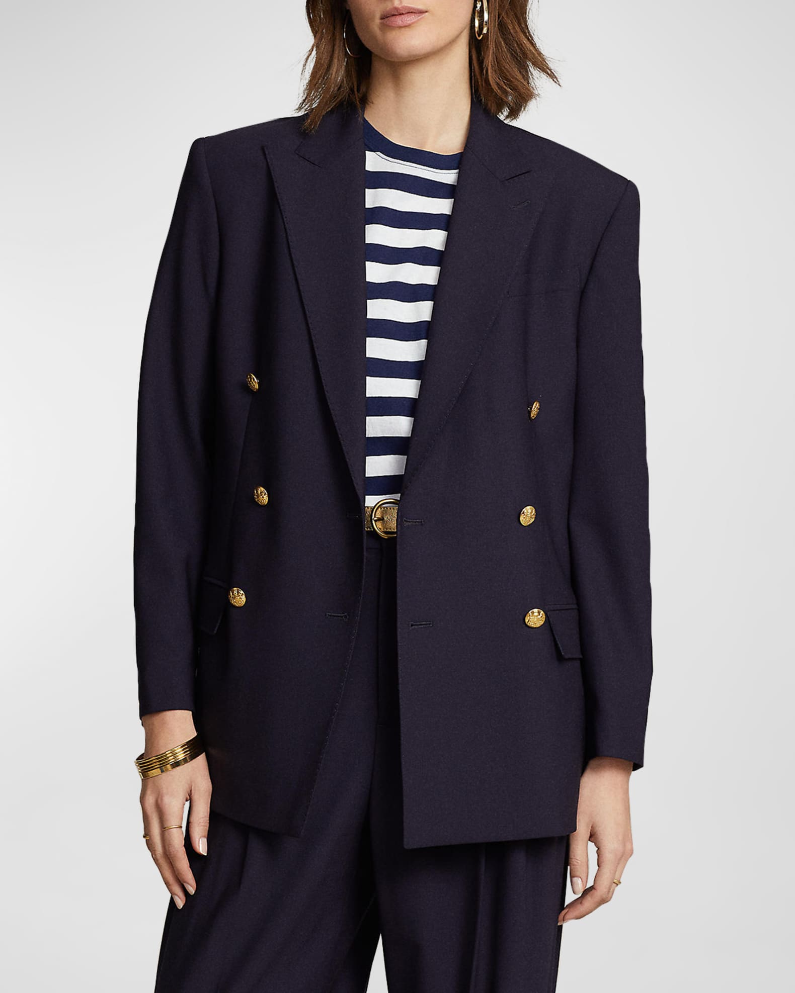 Polo Ralph Lauren Wool-Blend Double-Breasted Blazer | Neiman Marcus