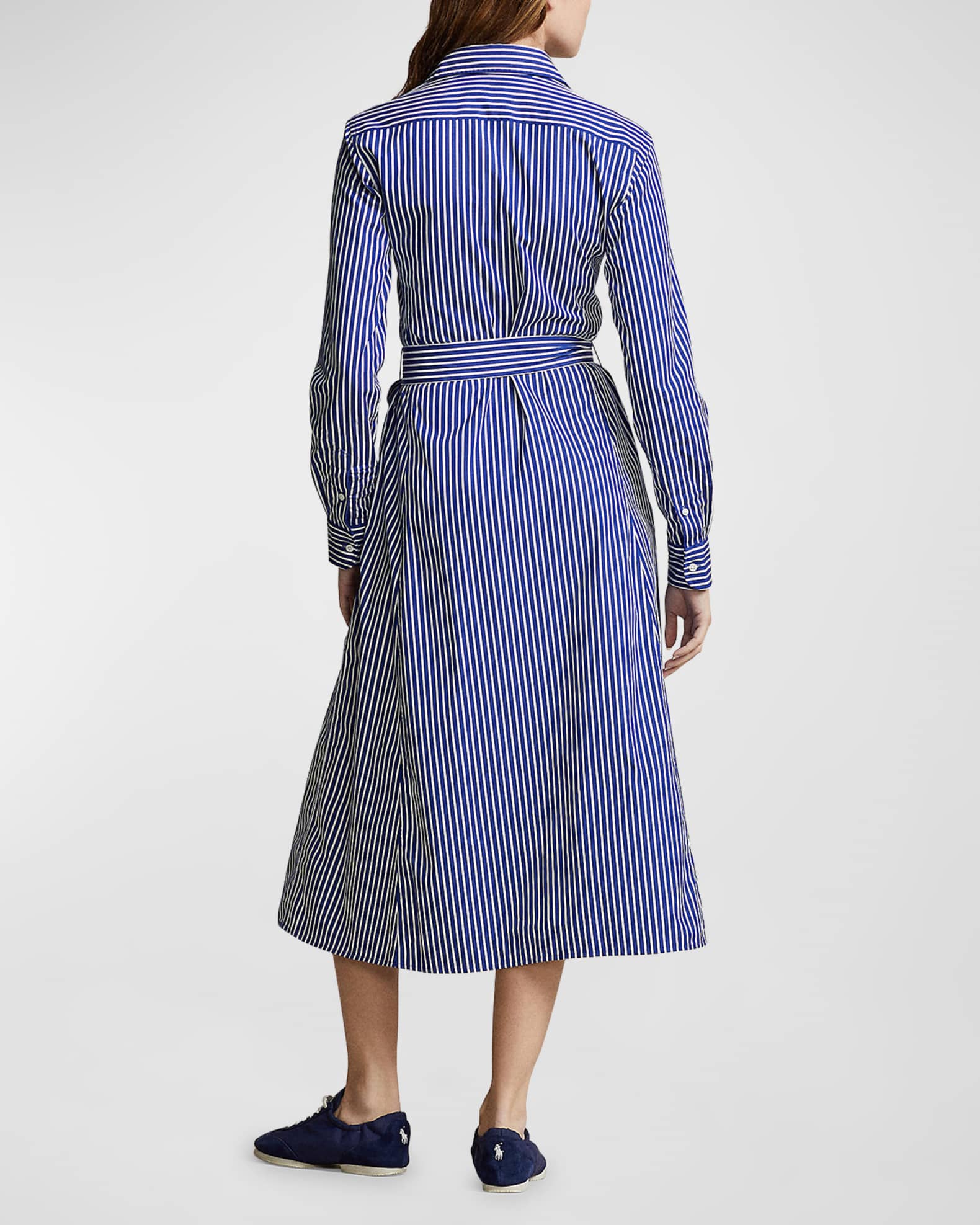 Polo Ralph Lauren Belted Striped Cotton Shirtdress | Neiman