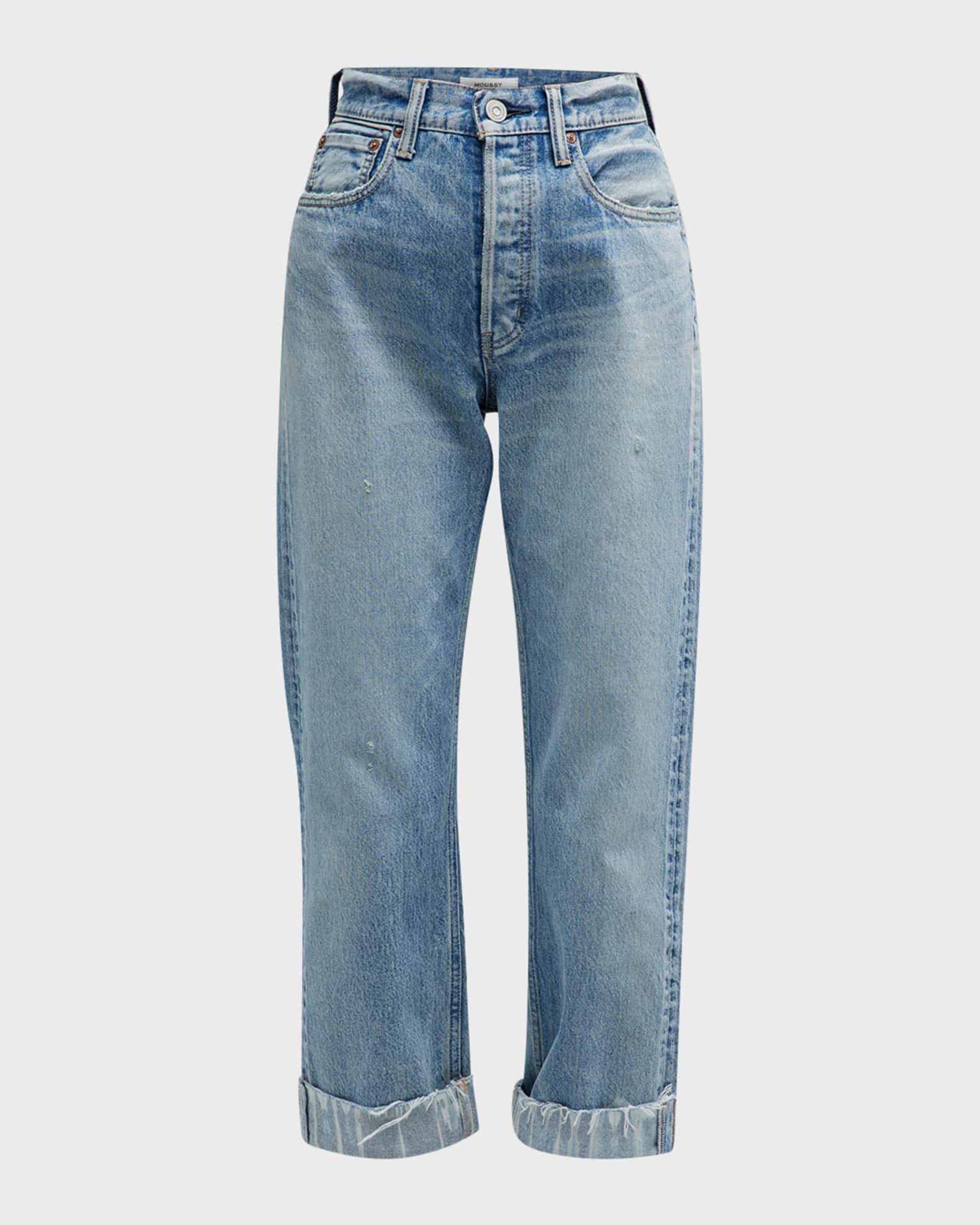 MOUSSY VINTAGE Batavia Wide Straight Cropped Jeans | Neiman Marcus