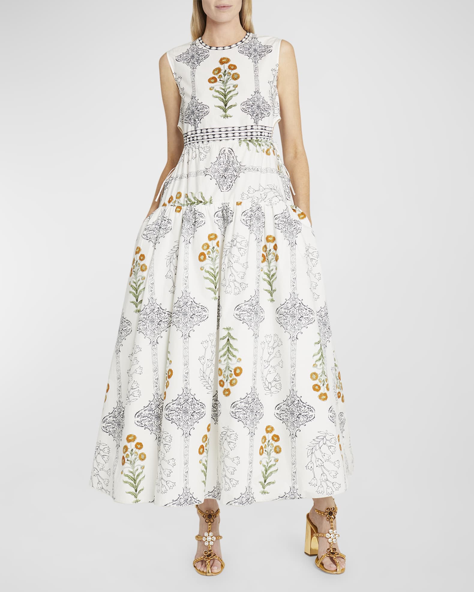 Giambattista Valli Floral Baroque-Print Cutout Maxi Dress | Neiman Marcus