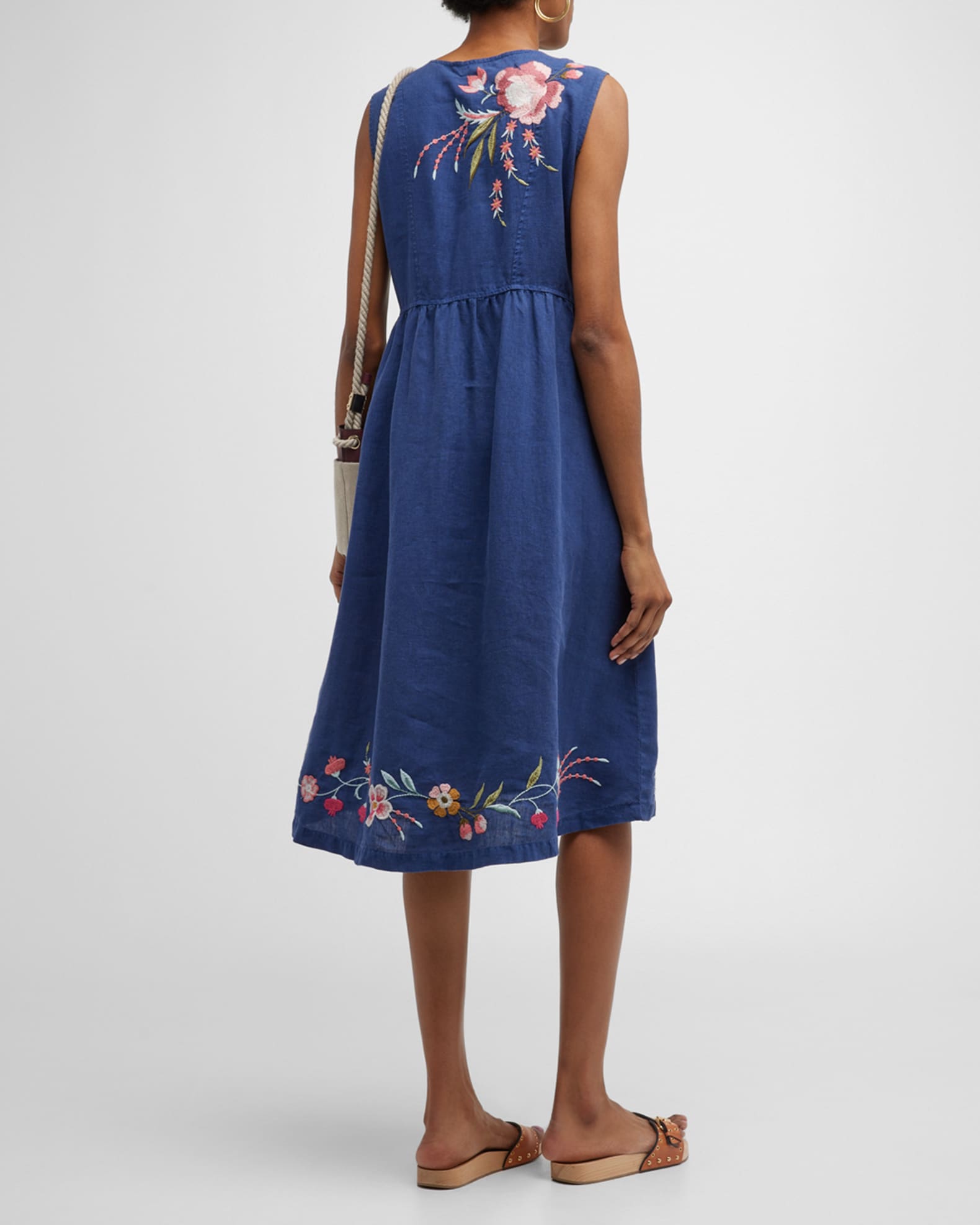 Johnny Was Joya Embroidered Linen Tank Dress Neiman Marcus