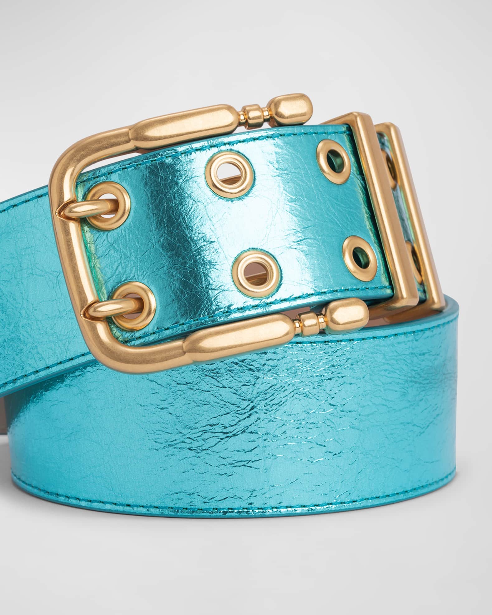 BY FAR Duo Metallic Leather Belt Neiman Marcus