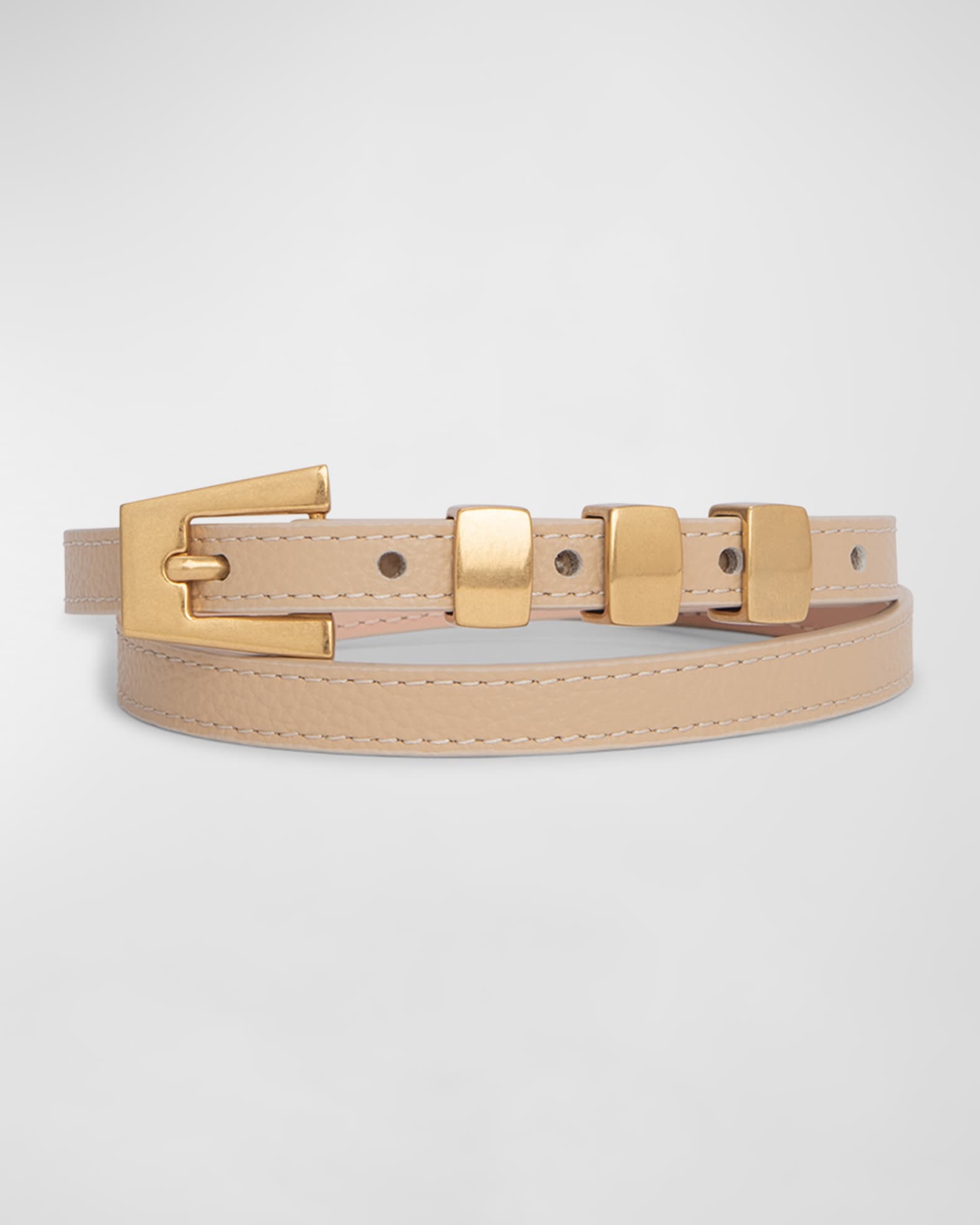 BY FAR Vic Skinny Grained Calf Leather Belt | Neiman Marcus