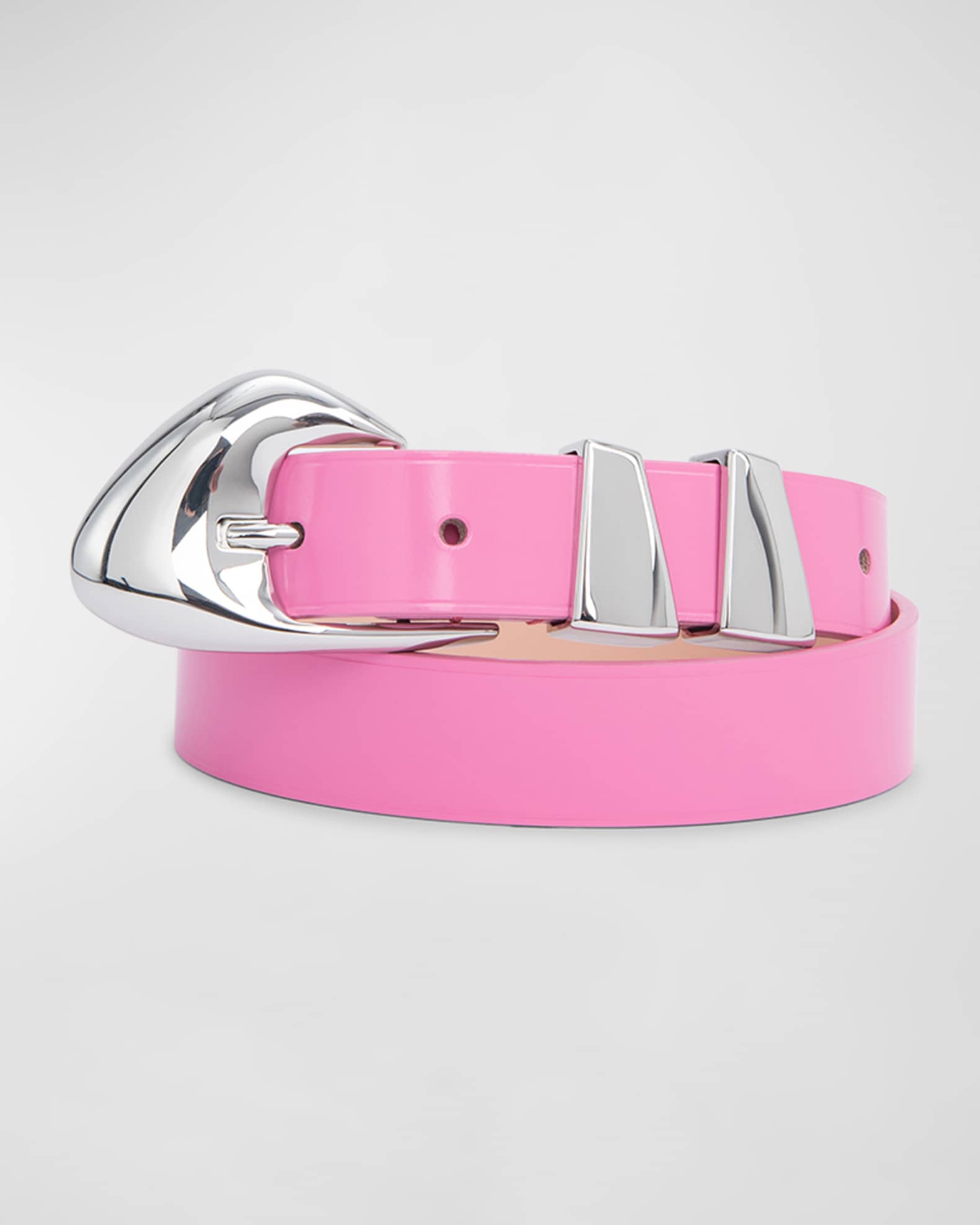 BY FAR Moore Skinny Semi-Patent Leather Belt