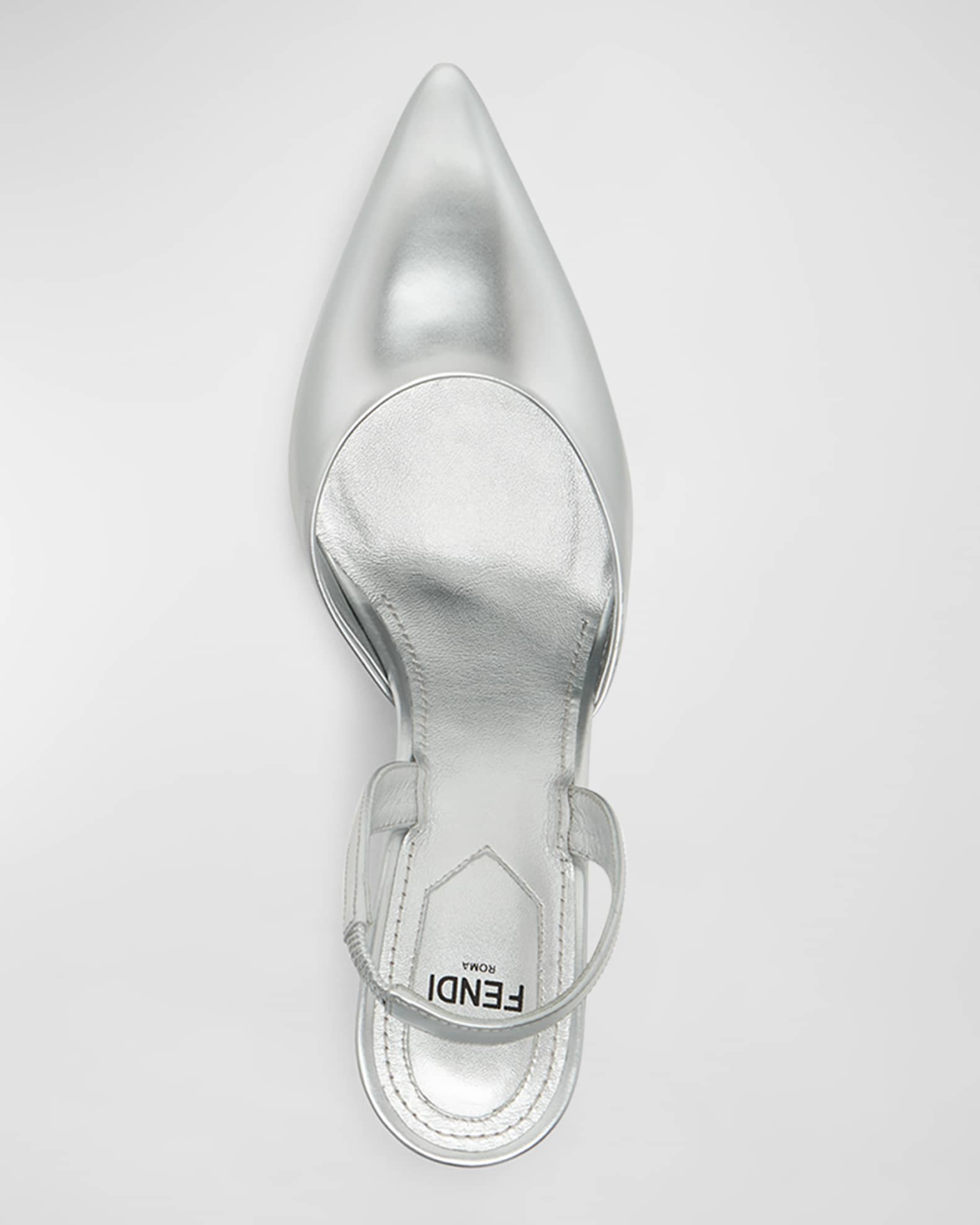 Fendi First Metallic F-Heel Slingback Pumps | Neiman Marcus