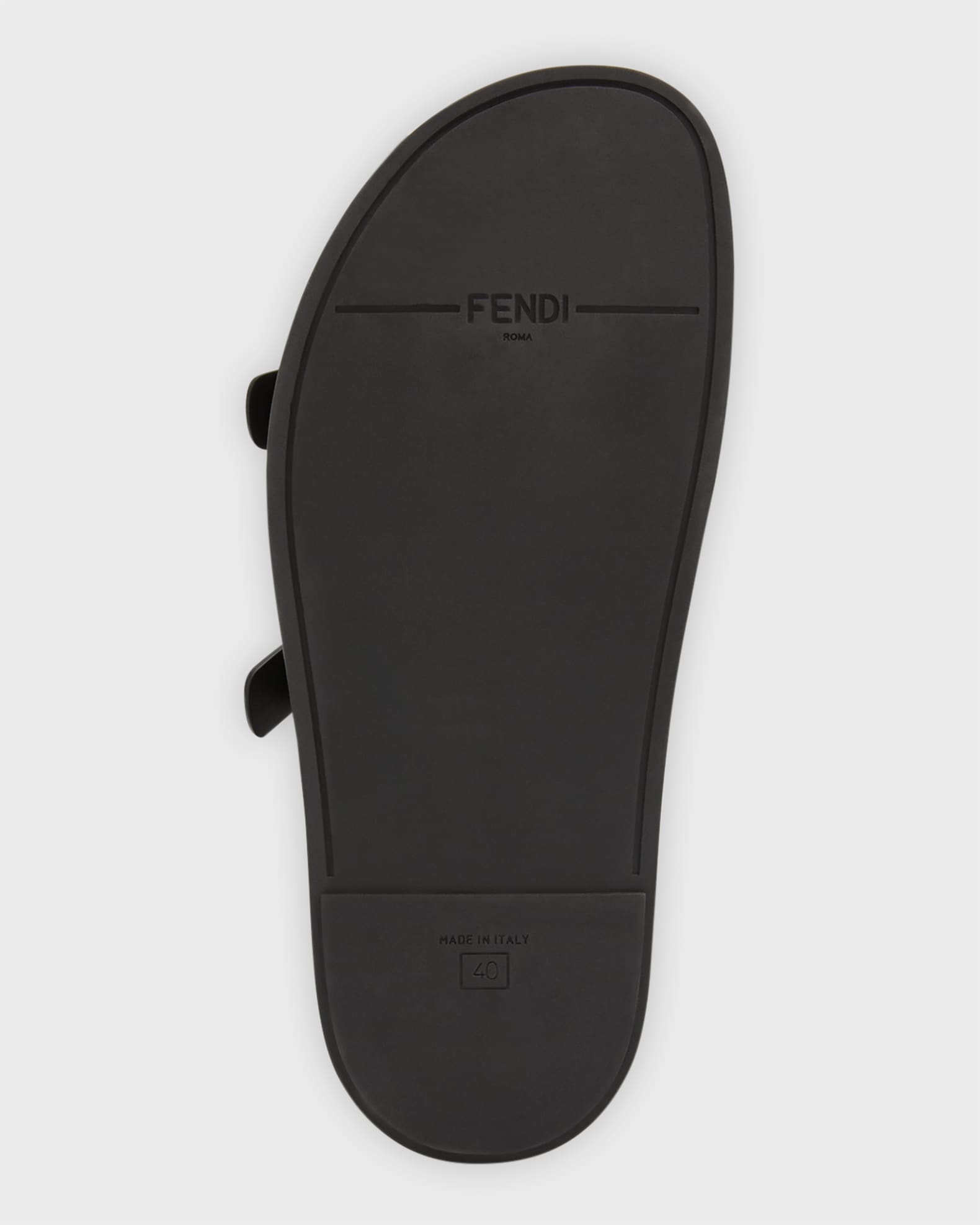 F Buckle Leather Slide Sandals