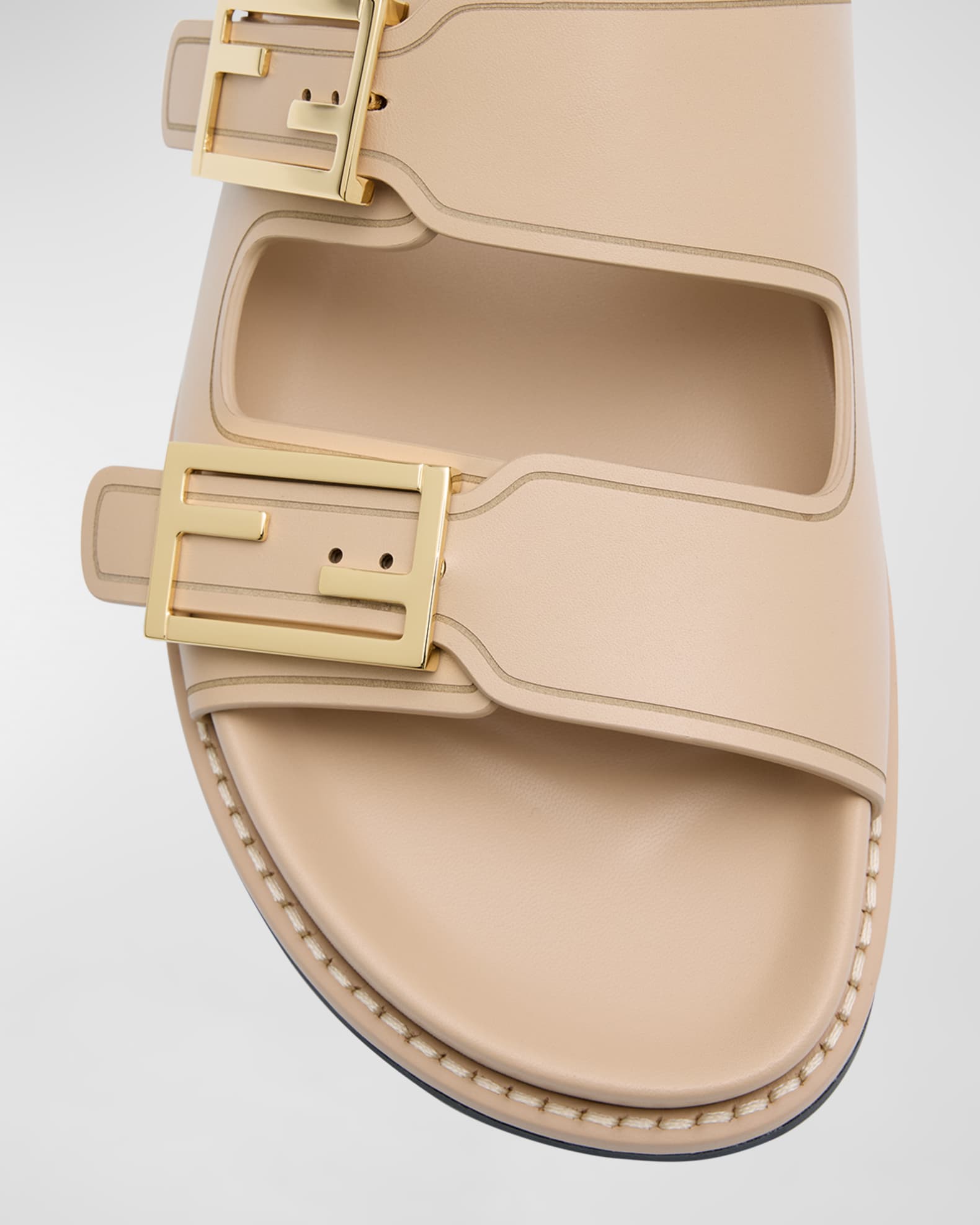Fendi FF Cross Band Slide Black Brown Men's - 7X1222A63T - US