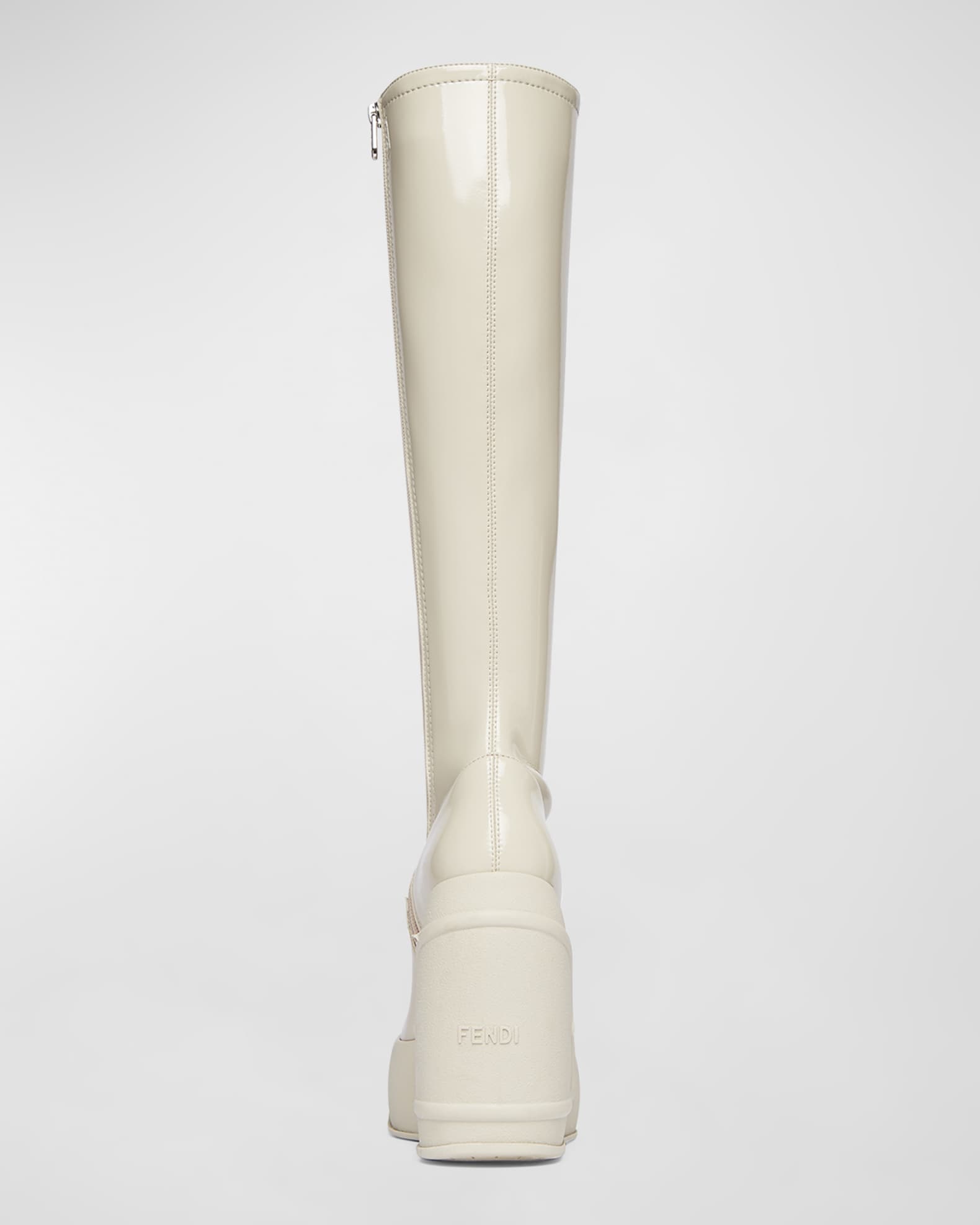 Fendi Shiny Wedge Platform Knee Boots | Neiman Marcus