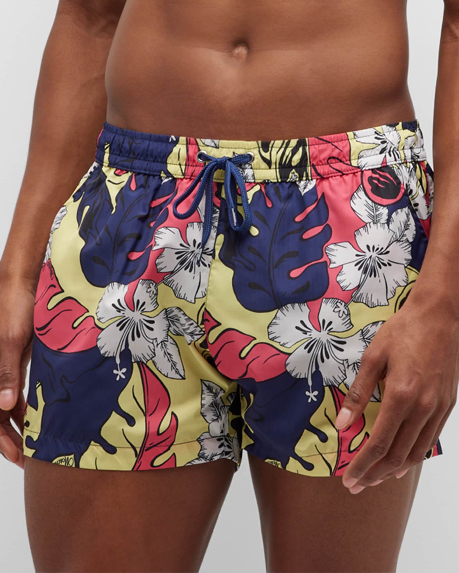 Moschino Men's Hibiscus Leaf Swim Shorts | Neiman Marcus