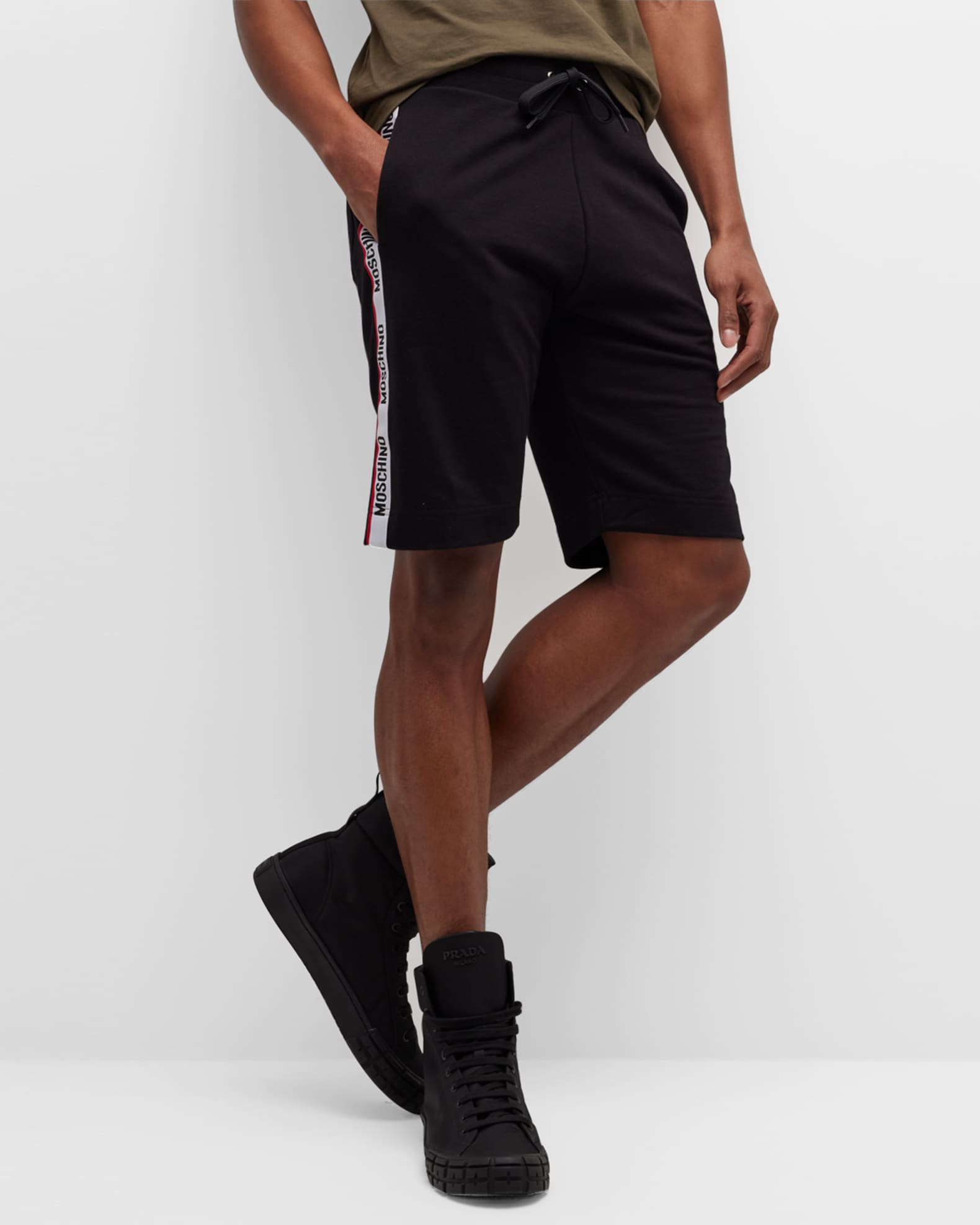 Moschino Men's Athletic Shorts with Side Taping | Neiman Marcus