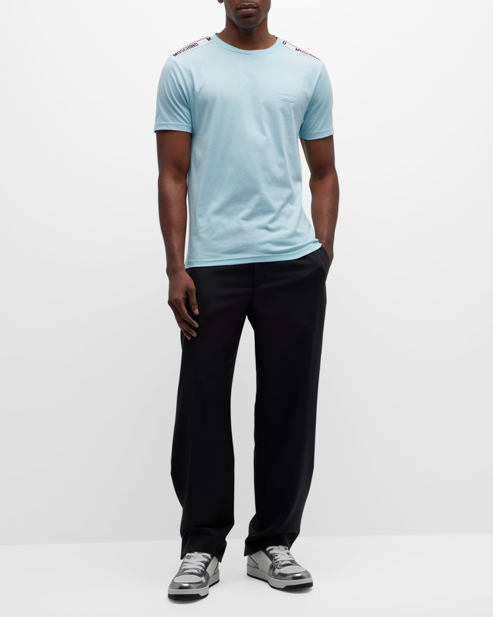 Moschino Men's T-Shirt with Shoulder Taping | Neiman Marcus