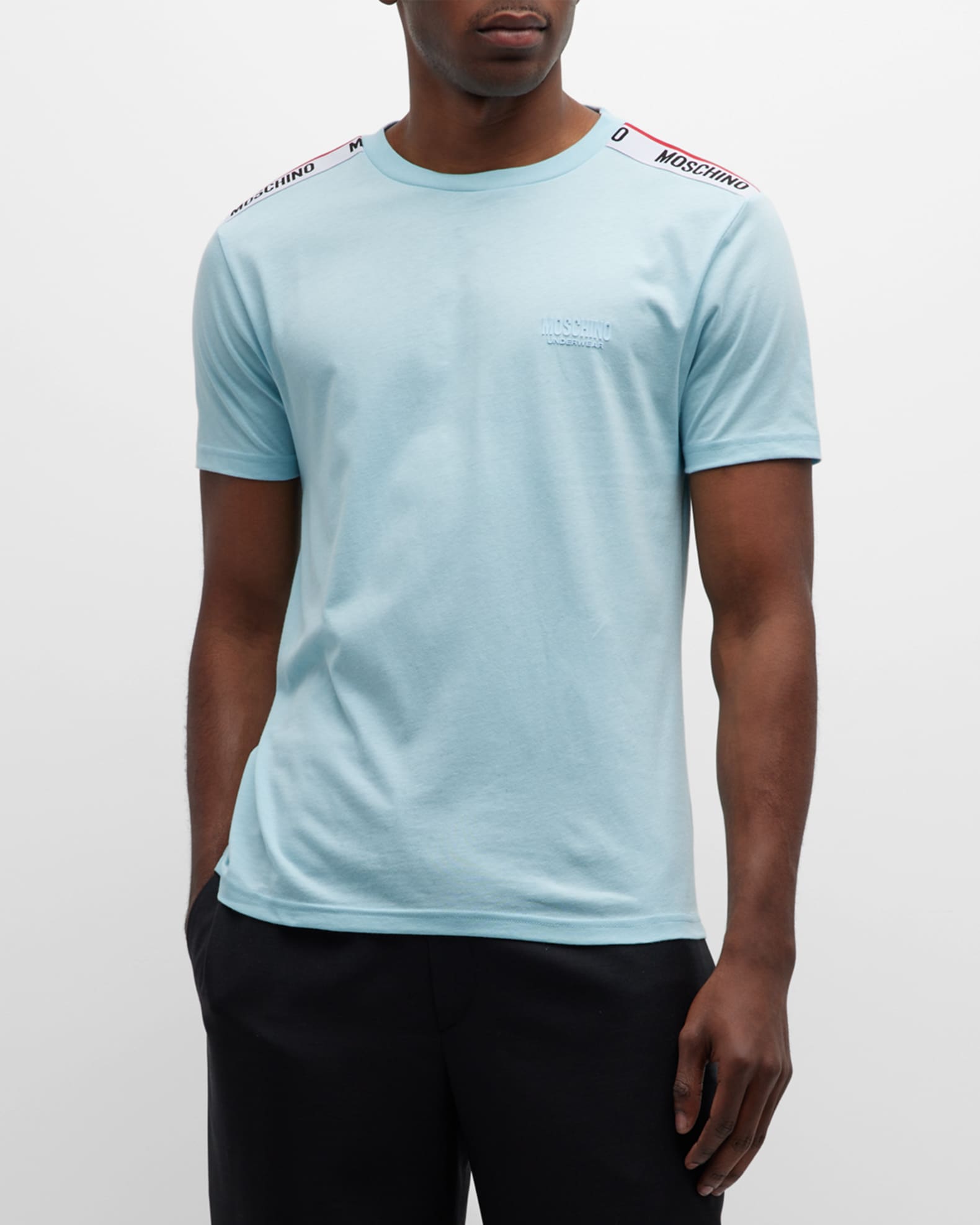 Moschino Men's T-Shirt with Shoulder Taping | Neiman Marcus
