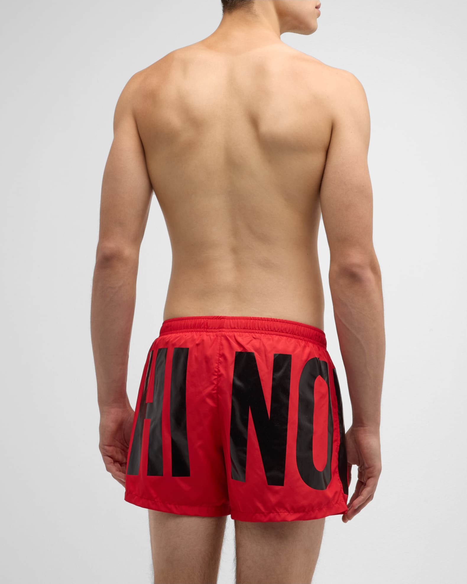 Red moschino swim shorts sales
