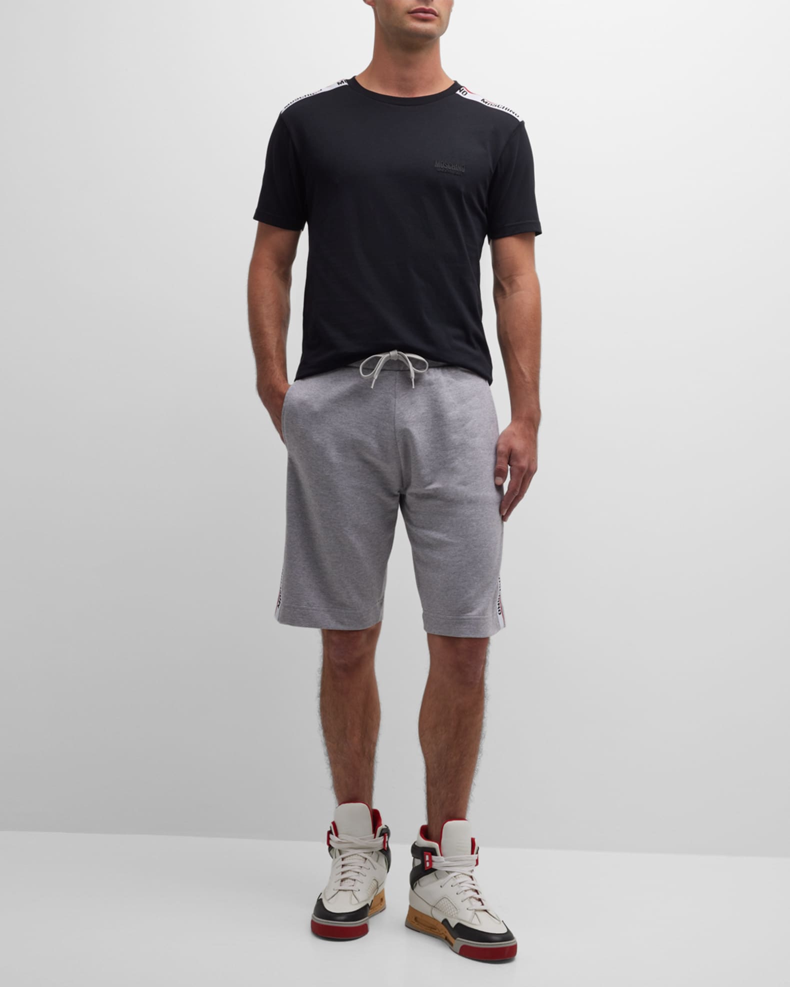 Moschino Men's Sweat Shorts with Side Taping | Neiman Marcus