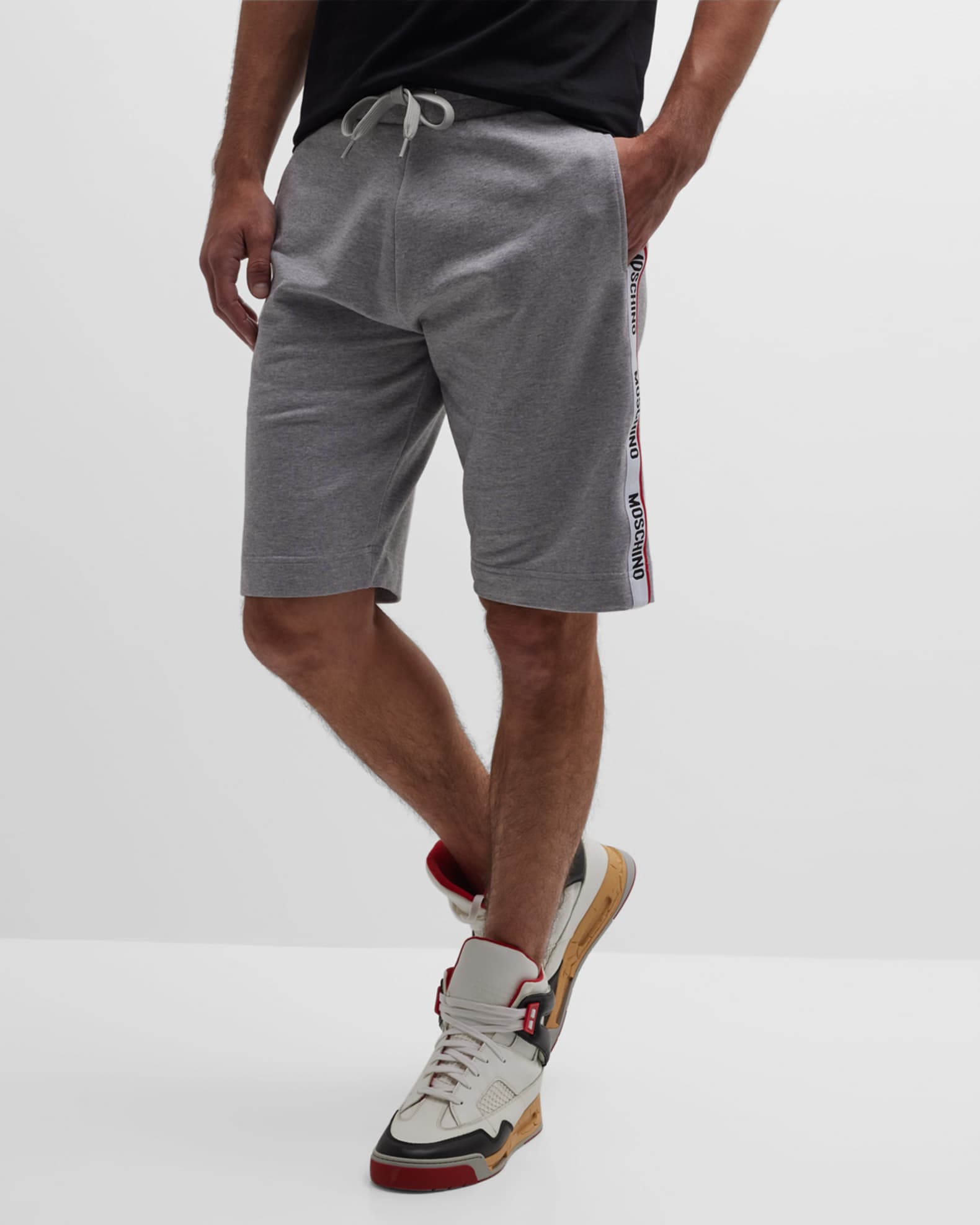 Moschino Men's Sweat Shorts with Side Taping | Neiman Marcus
