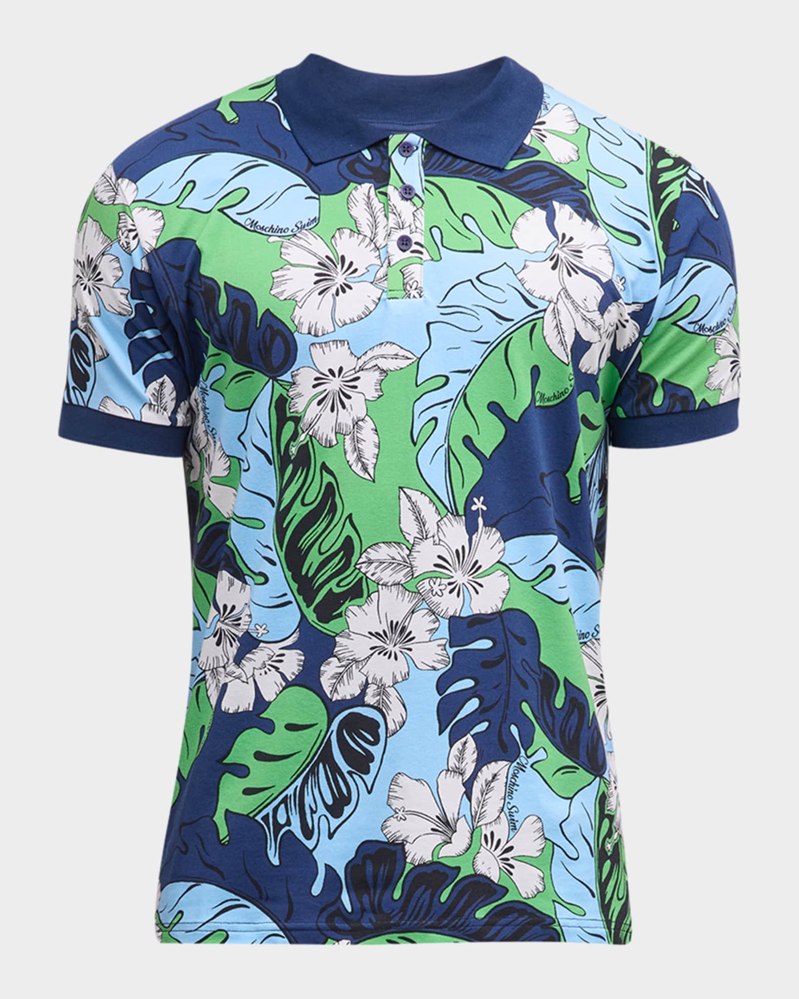 Men s Leaf Print Polo Shirt