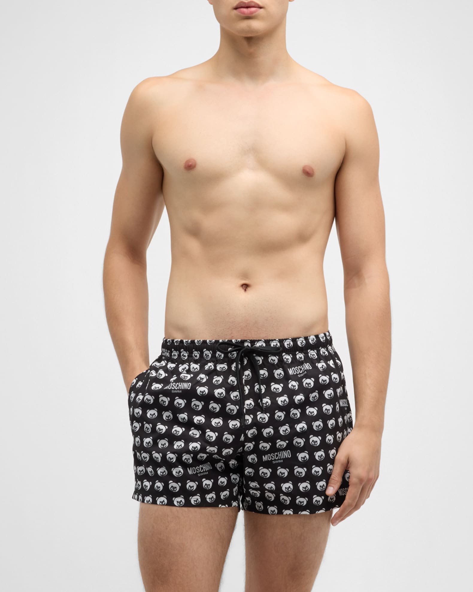 Moschino Men's Teddy Bear-Print Swim Shorts | Neiman Marcus