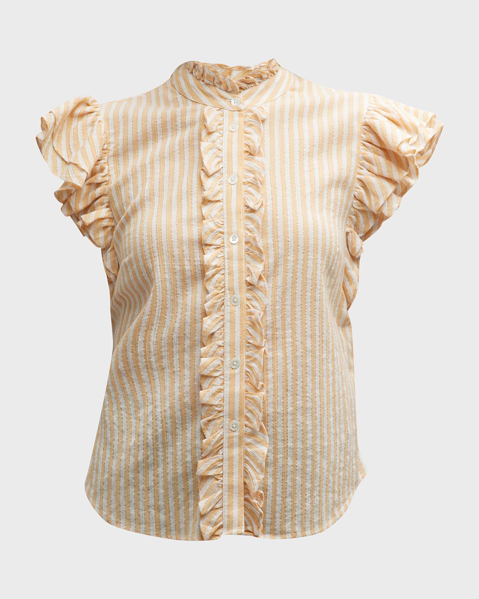 Veronica Beard Jeans Tenille Striped Ruffle Top | Neiman Marcus
