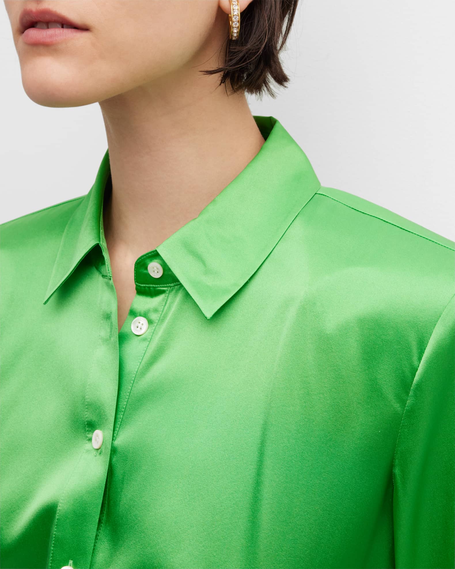 FRAME Silk StrongShoulder Mini Dress Neiman Marcus