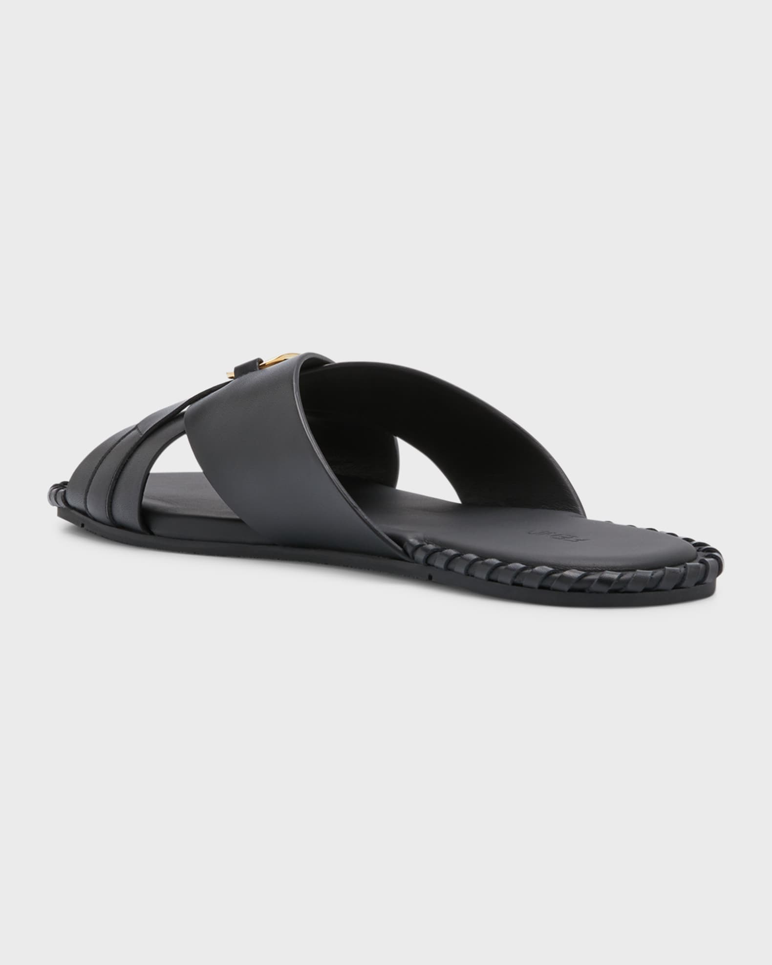 Fendi Men s O Lock Vitel Leather Slide Sandals Neiman Marcus