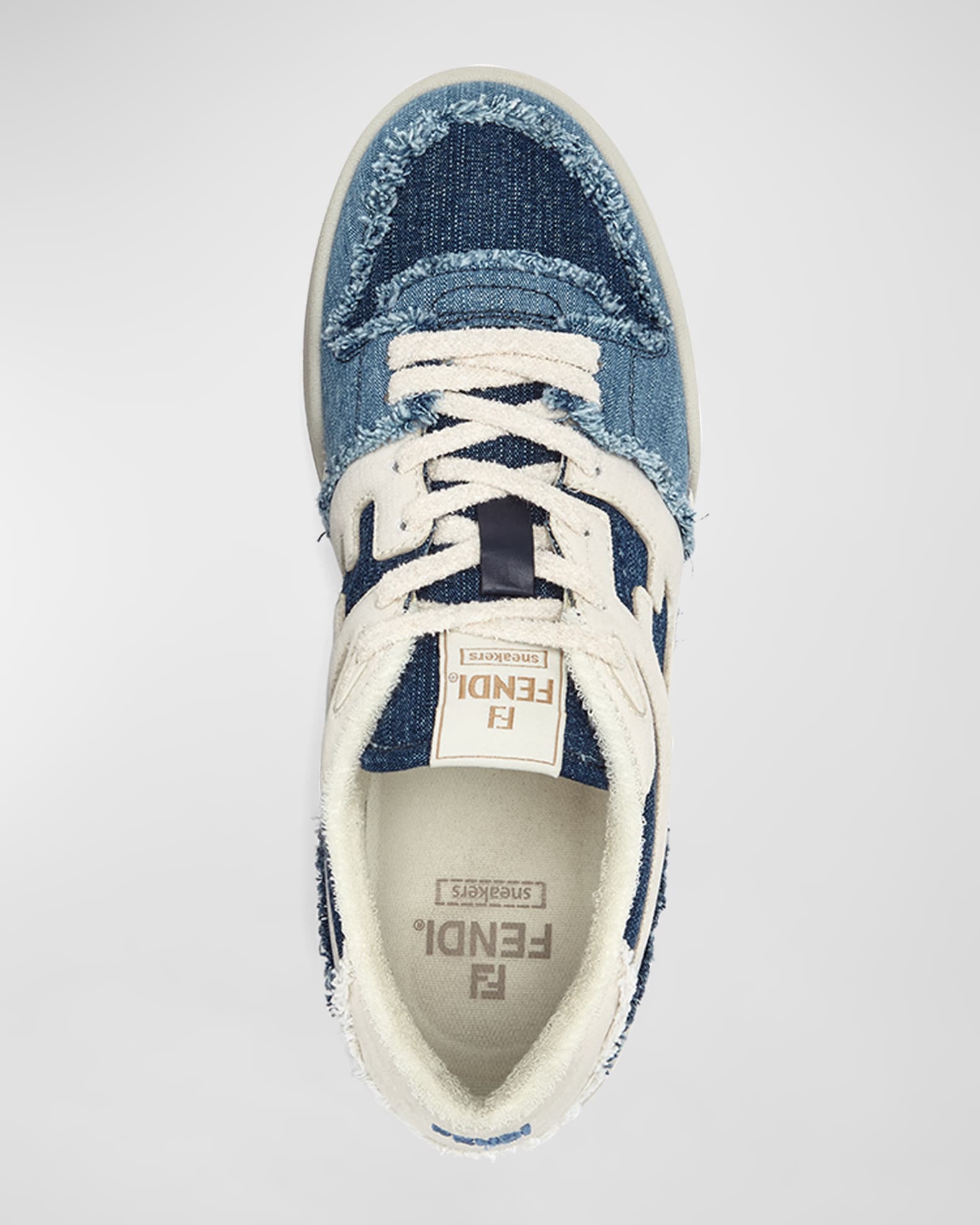 Fendi Men's Match Mixed Denim Low-Top Sneakers