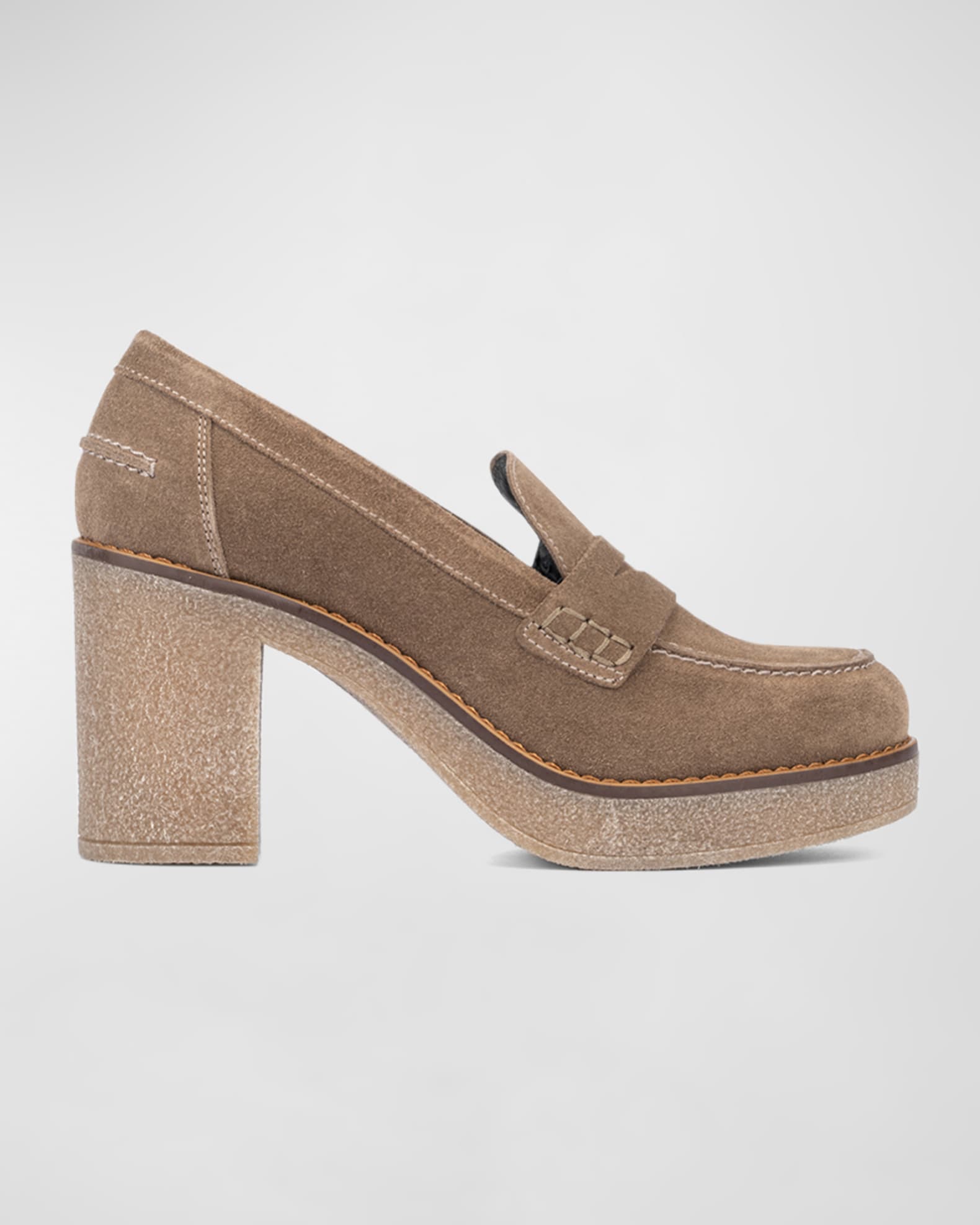suede heeled loafers