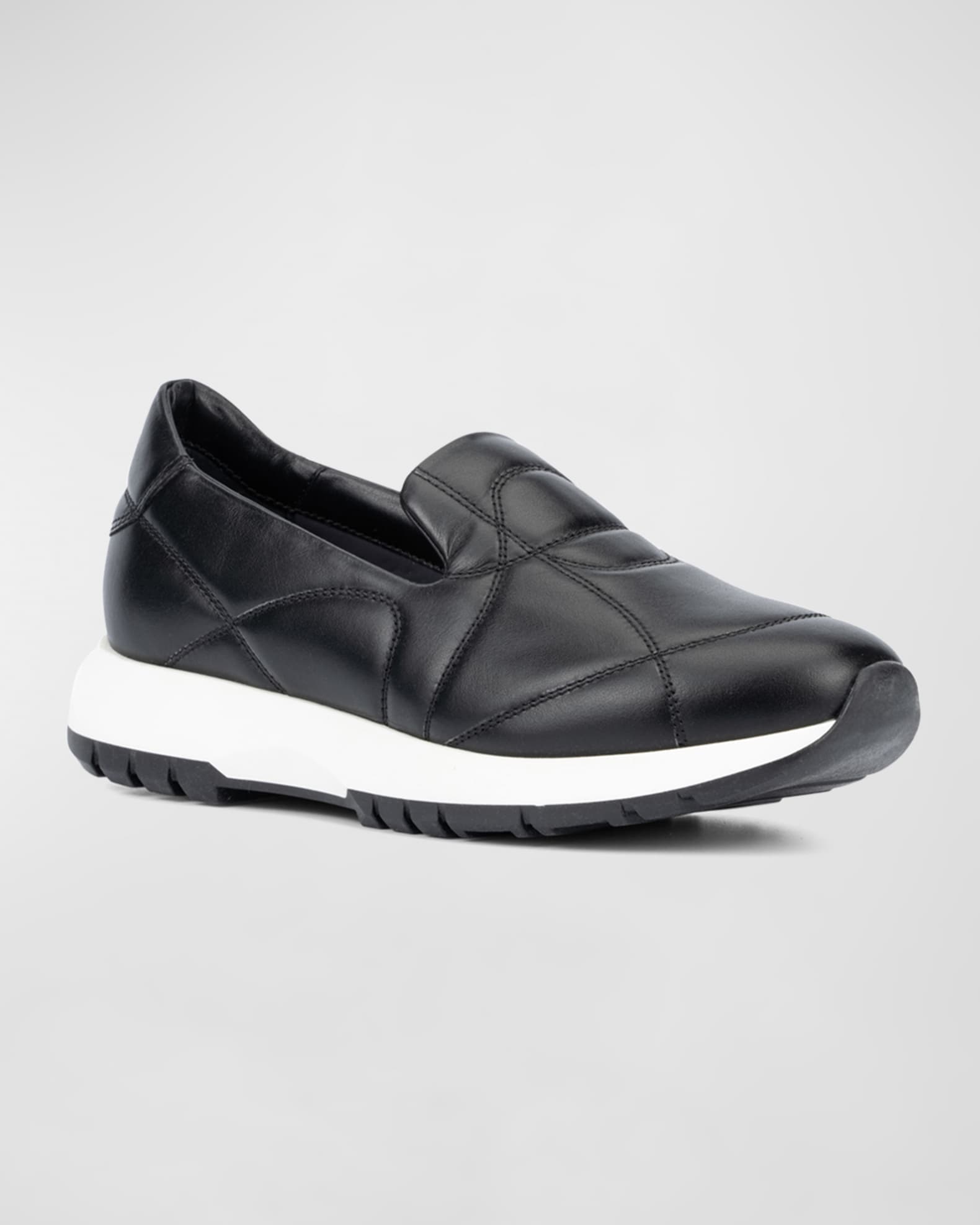 quilted leather slip on sneakers