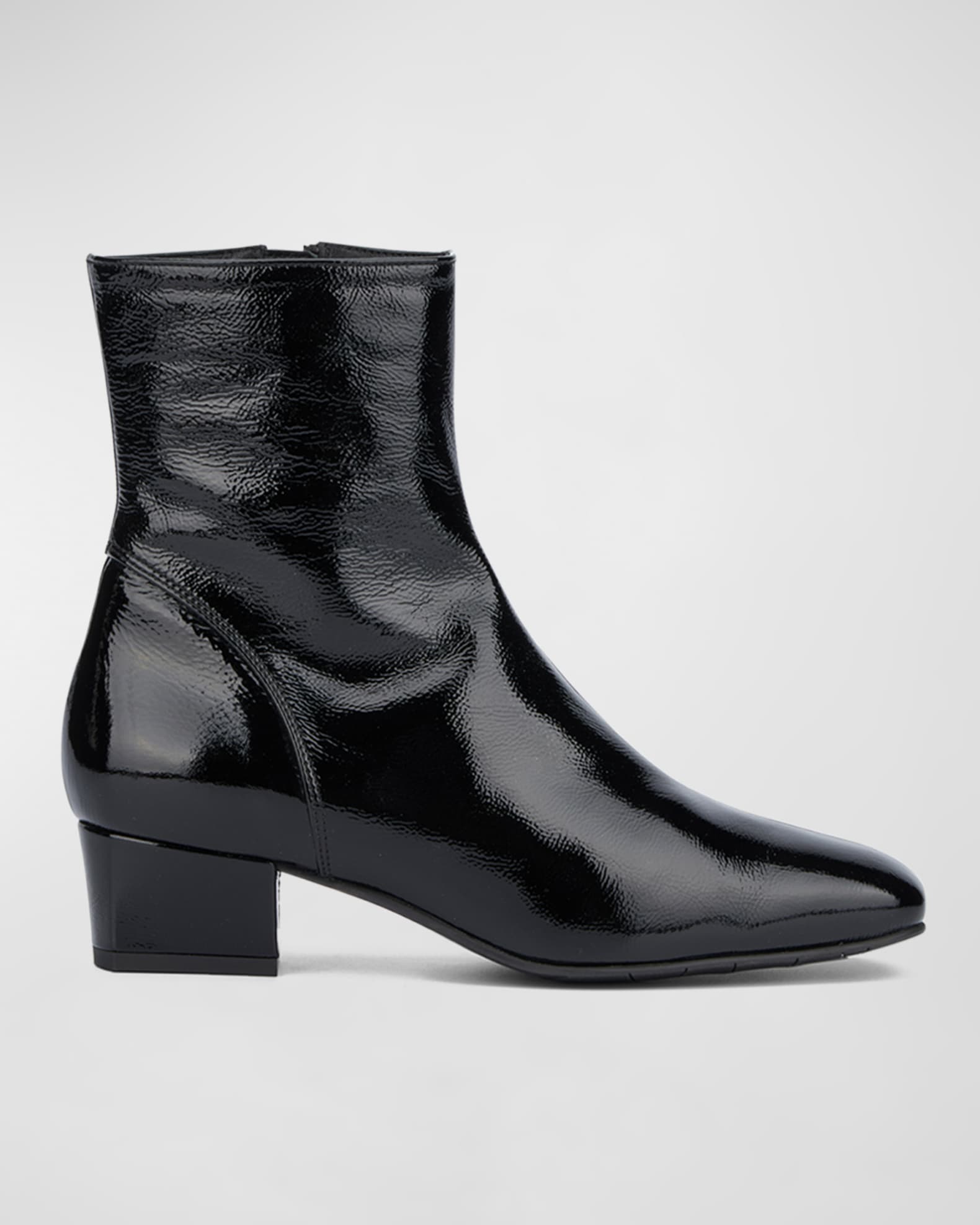 Aquatalia Selini Patent Leather Zip Booties | Neiman Marcus