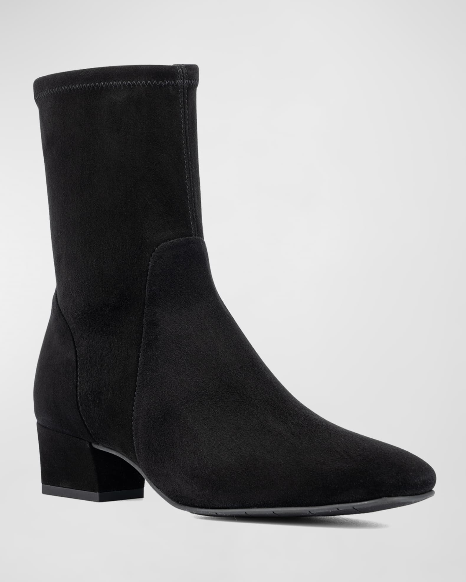 Stretch suede top ankle boots