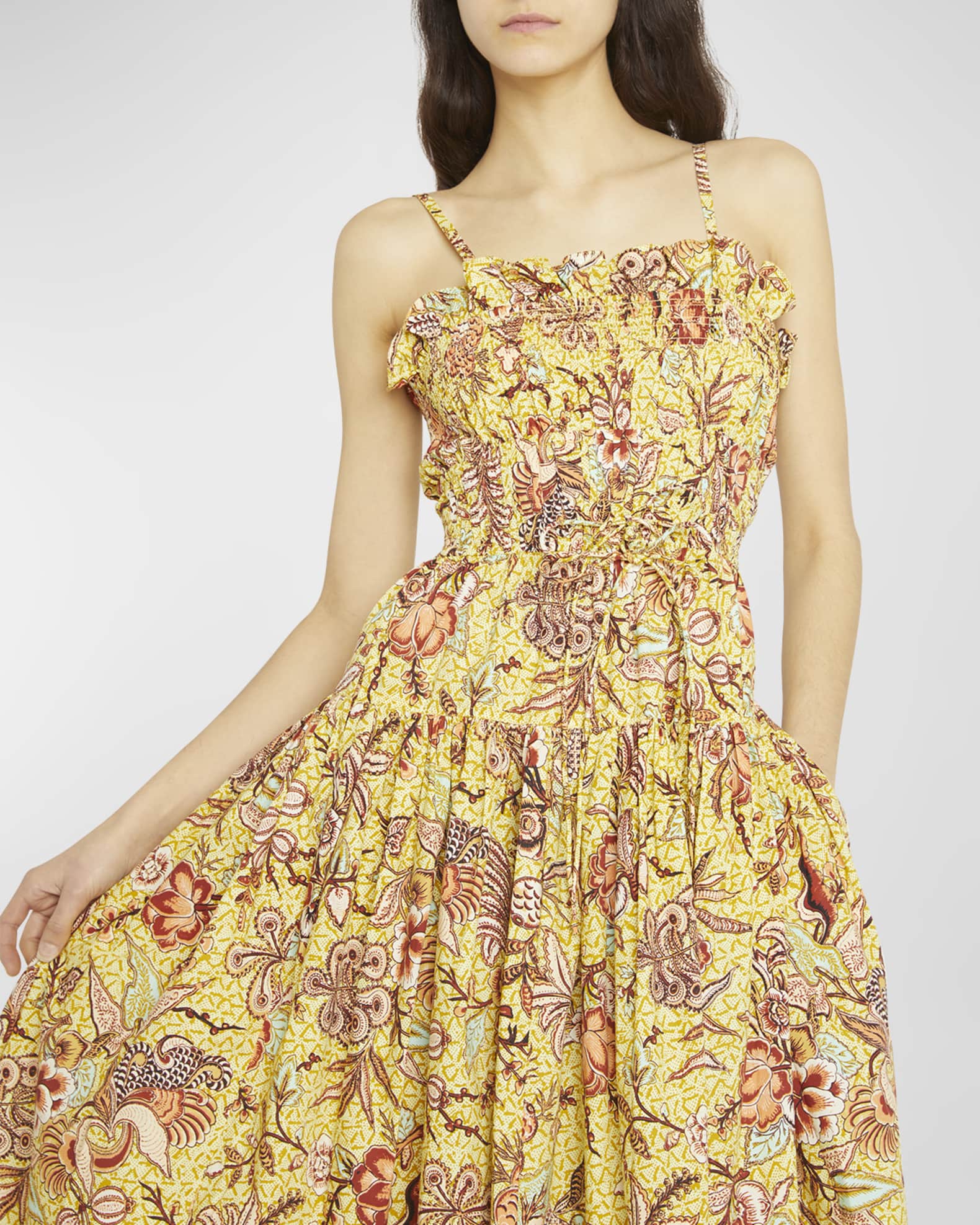 Ulla Johnson Lisbet Pleated Cotton Poplin Midi Dress | Neiman Marcus