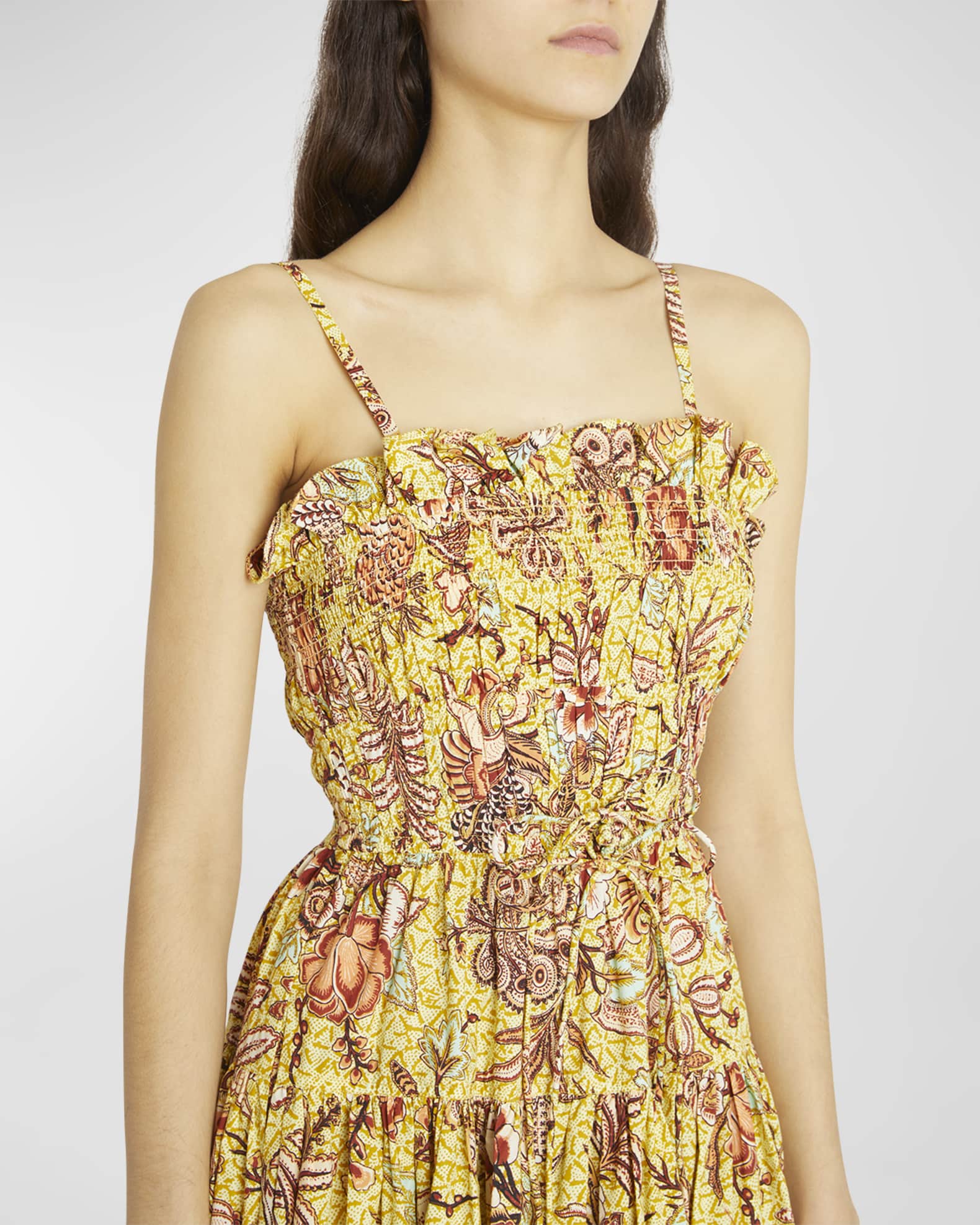 Ulla Johnson Lisbet Pleated Cotton Poplin Midi Dress | Neiman Marcus